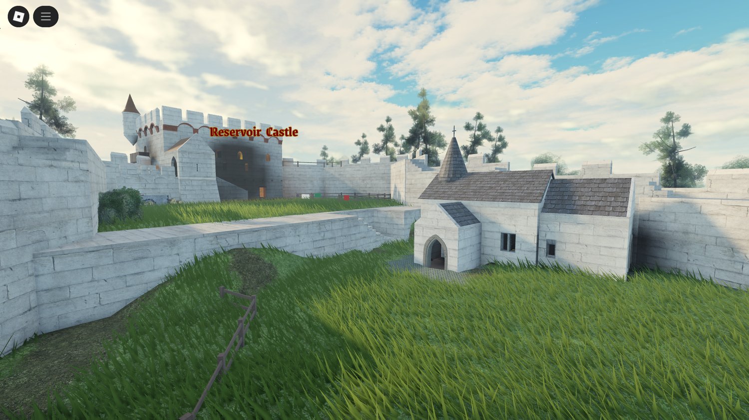 Roblox river and bridge in medieval world setting