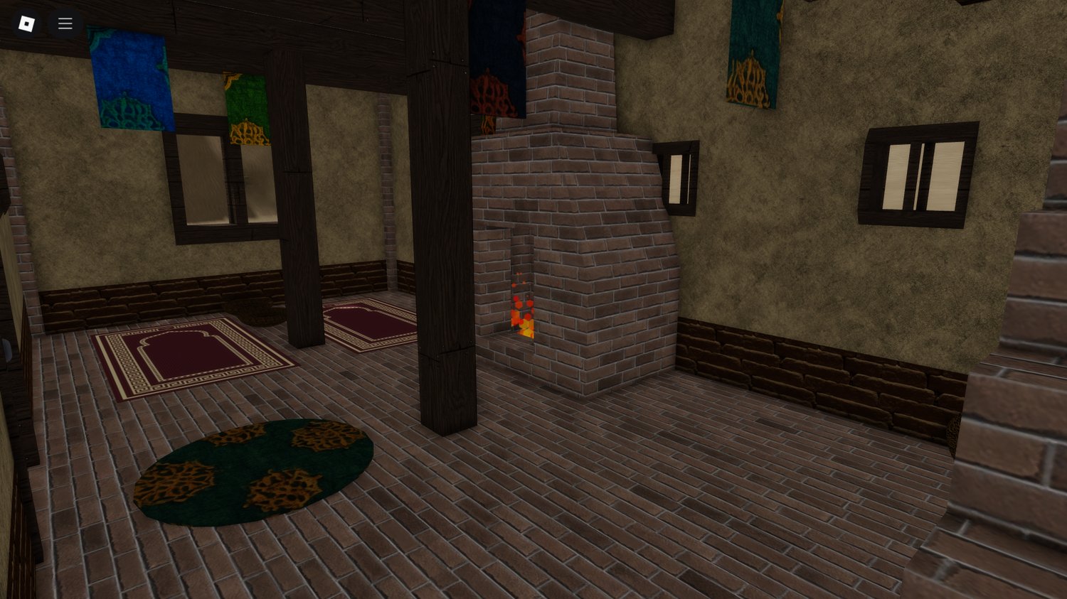 Traditional desert-style rooftop and courtyard in Roblox