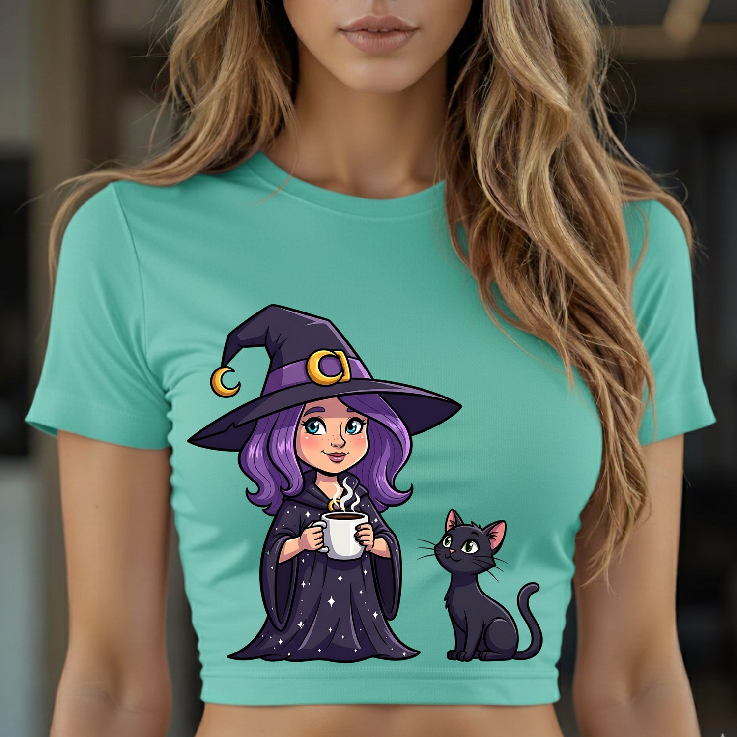 Witch with cat, witch art, witch with coffee, magic clipart, witch svg, Halloween png, witch illustration, autumn design, sublimation, vinyl cut, cricut, instant download, digital resource, commercial use, transparent background, modern witch, mysticism,