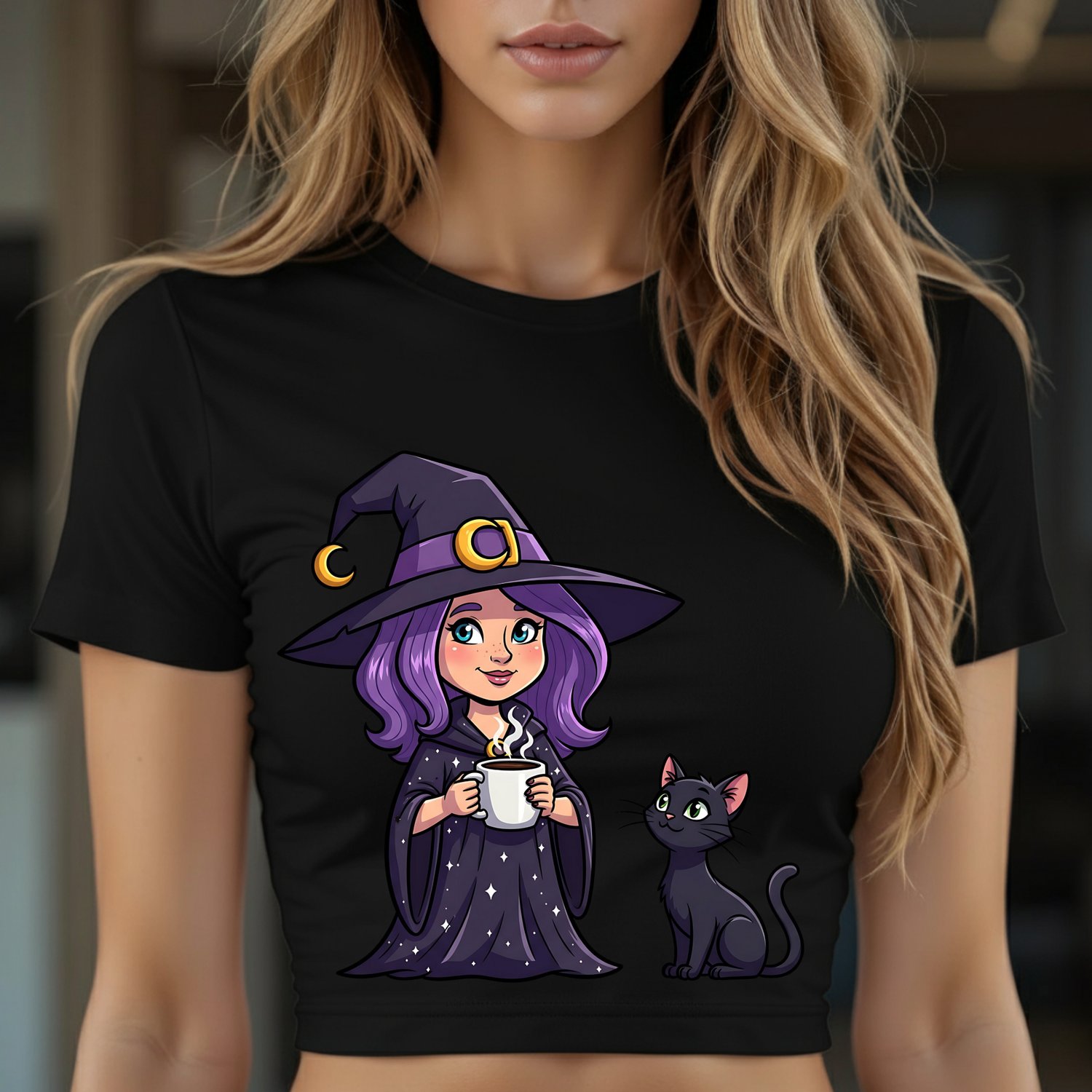 Witch with cat, witch art, witch with coffee, magic clipart, witch svg, Halloween png, witch illustration, autumn design, sublimation, vinyl cut, cricut, instant download, digital resource, commercial use, transparent background, modern witch, mysticism,