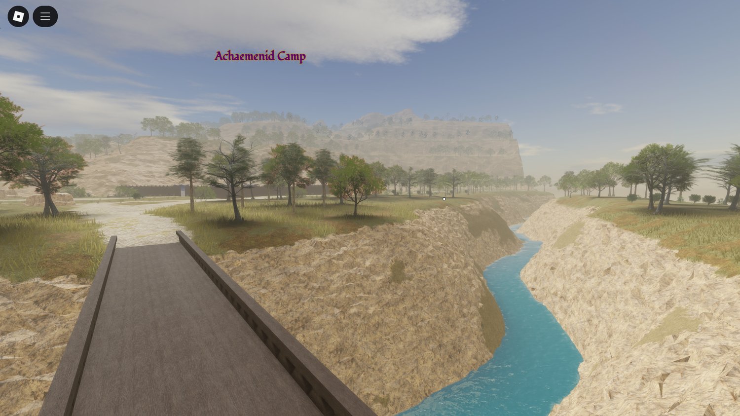 Ancient warfare roleplay scene in Roblox Thermopylae map