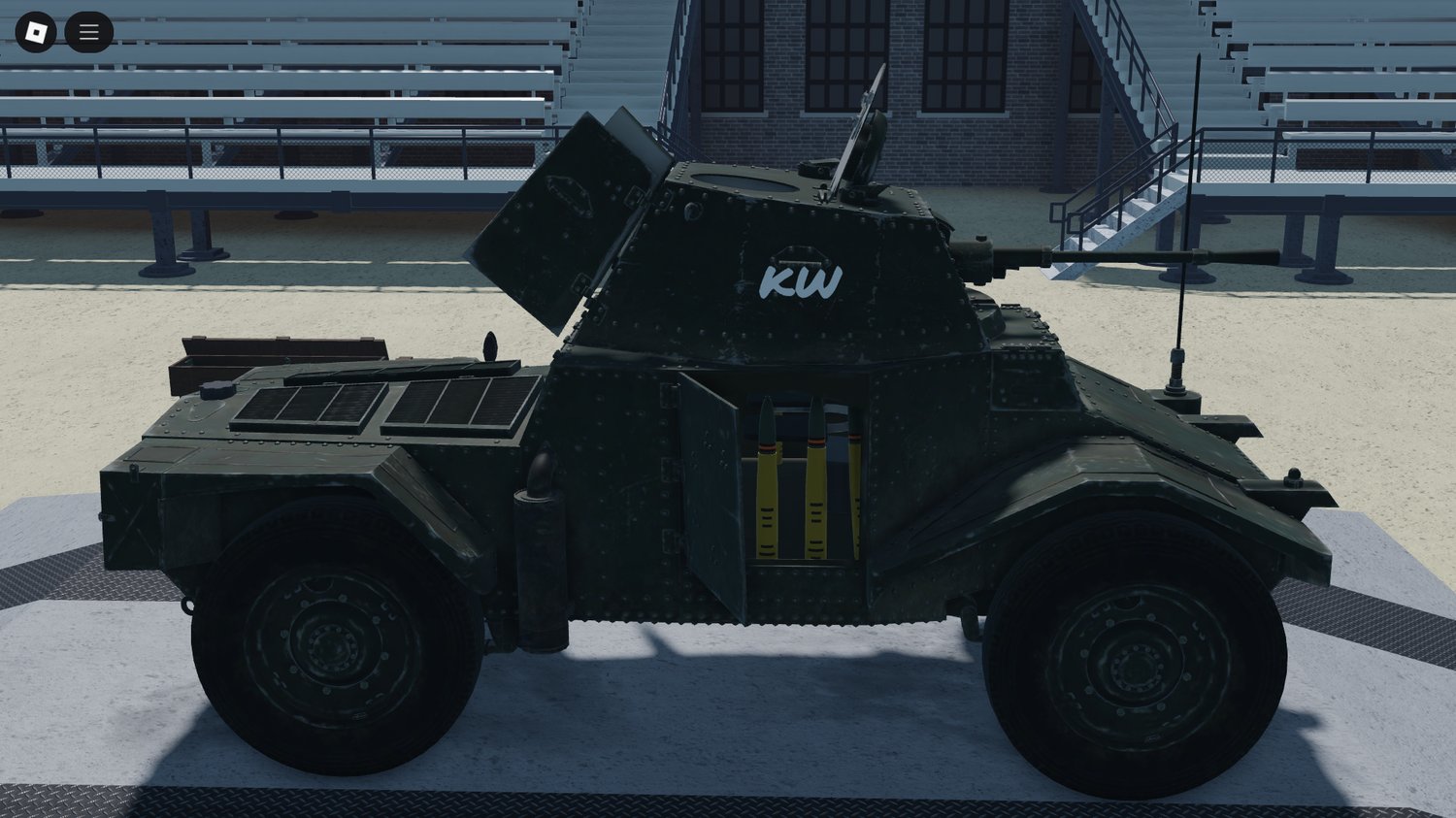 Military simulation featuring Roblox armored vehicle