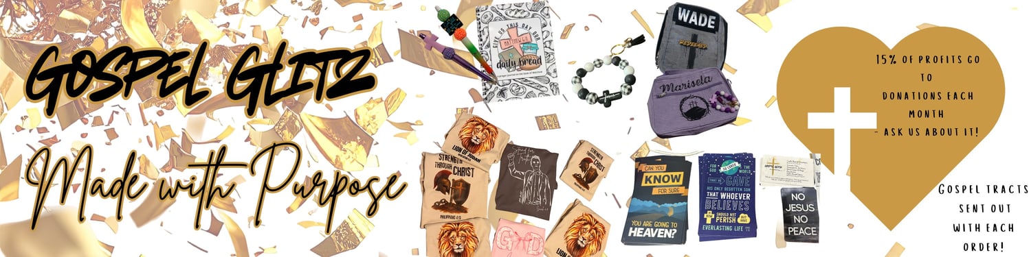 Gospel Glitz, faith based custom items, apparel, shirts, keychains, pens, kids, adults, bible cases
