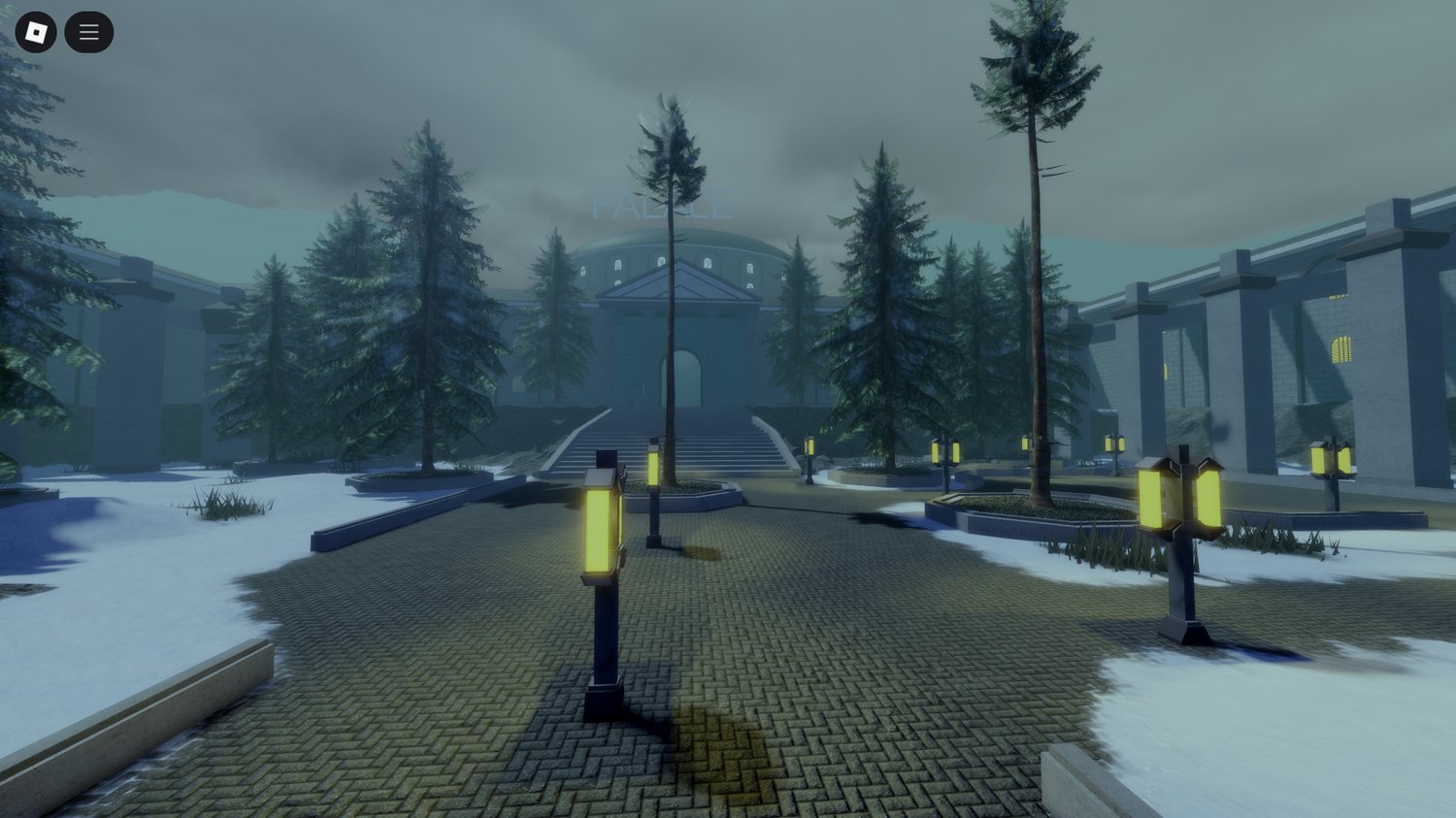 Hallway and chamber interior with sci-fi architectural style.