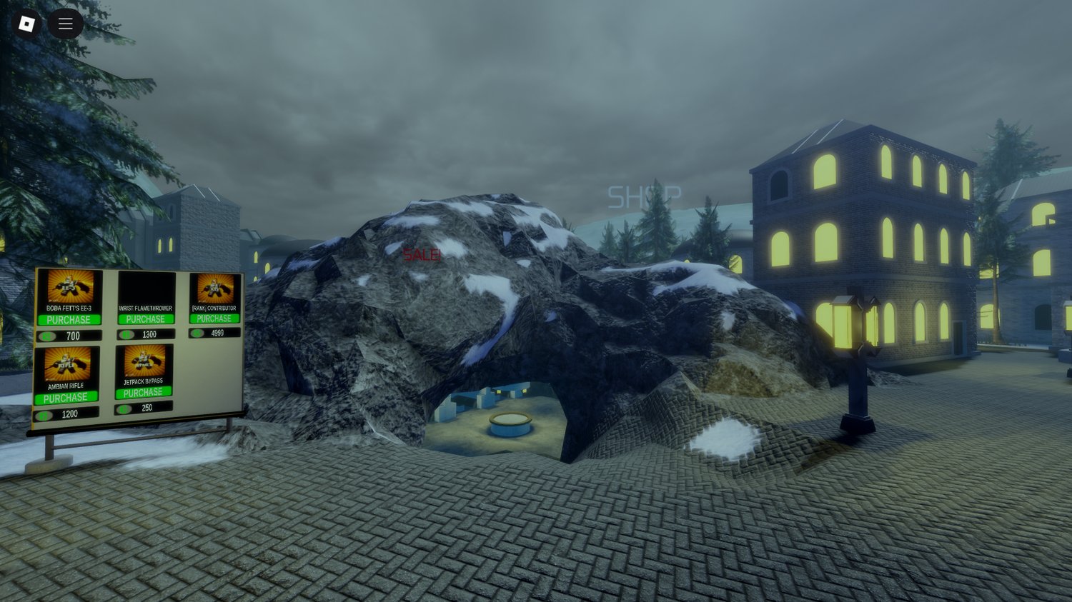 Player characters exploring fortified Mandalorian roleplay map.