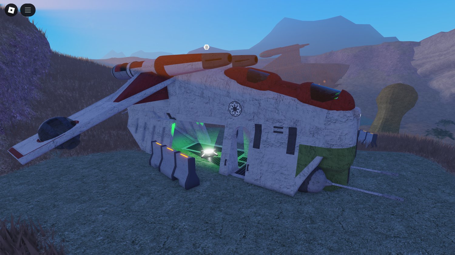 Cinematic Star Wars-style battlefield environment