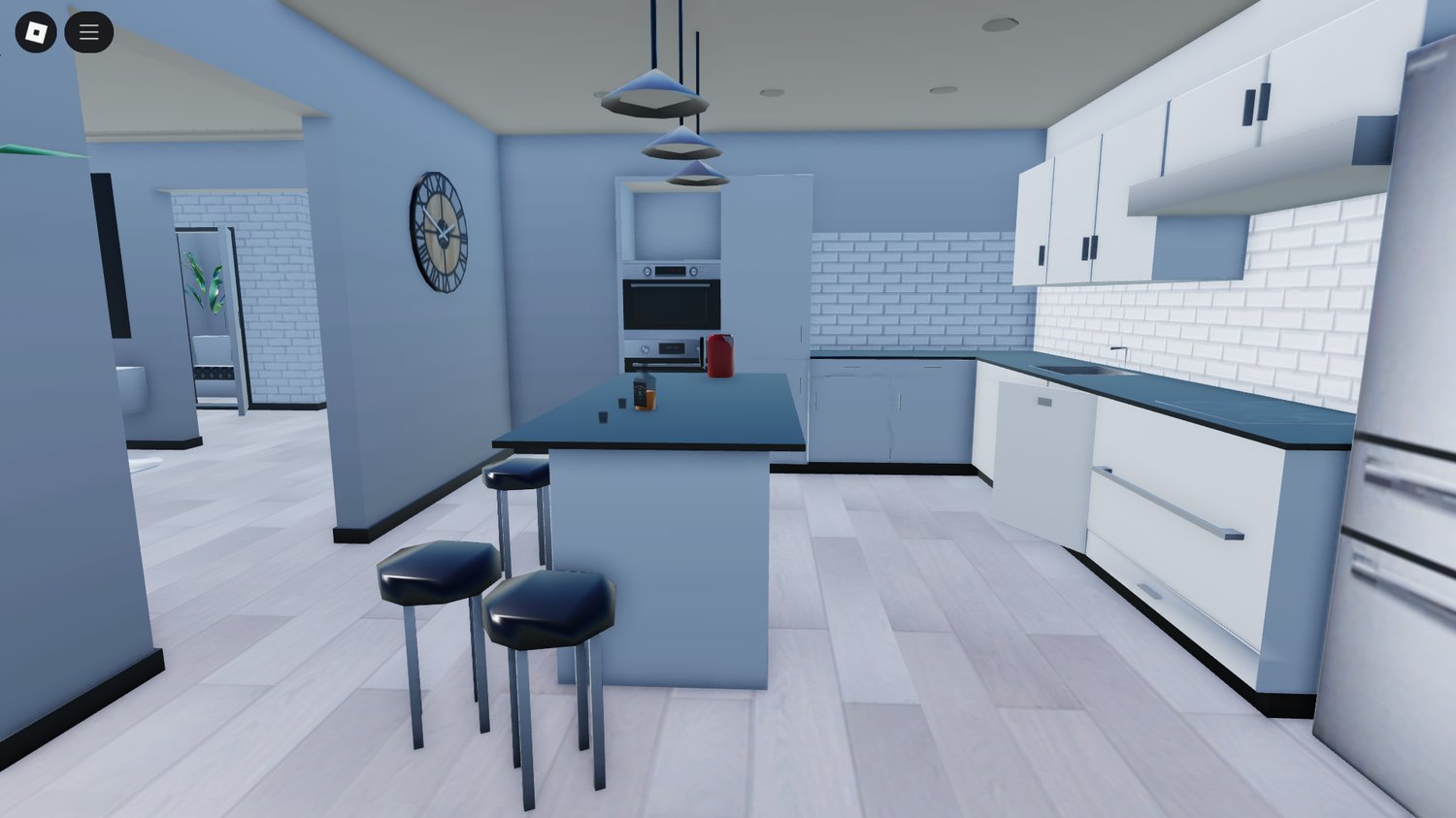 Contemporary kitchen setup inside Roblox home