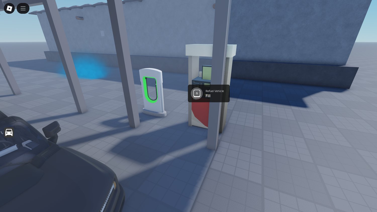 Urban roleplay environment with cars and garage in Roblox