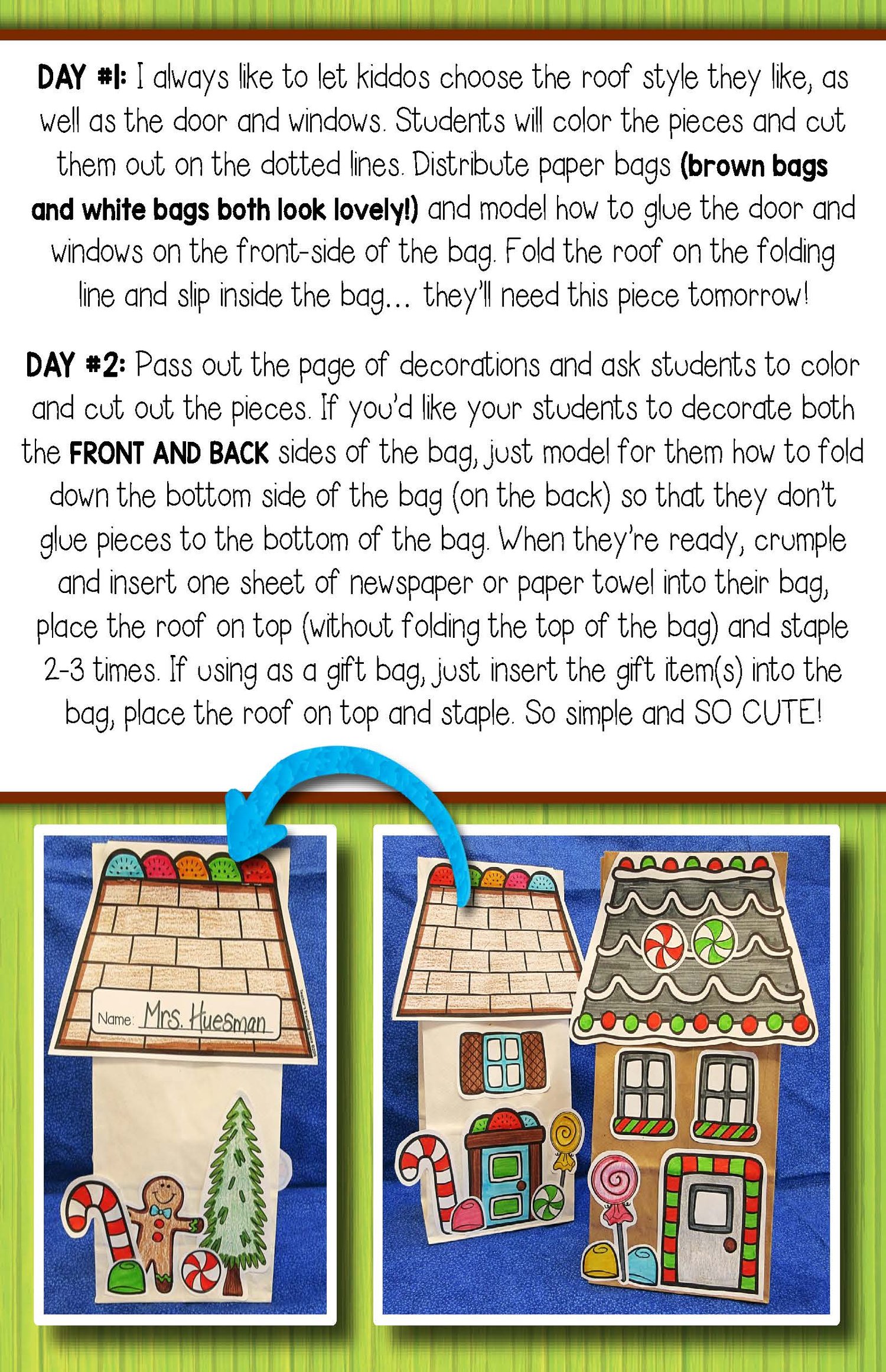 Gingerbread House Paper Bag Craft or Gift Bag