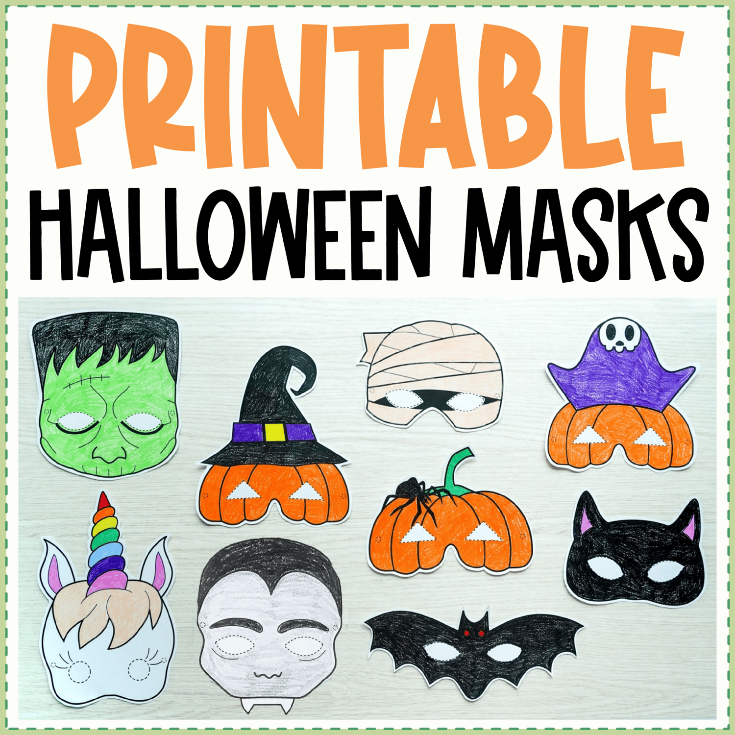Halloween Mask Set - Printable Craft - Fun Halloween Activity - Halloween Party
