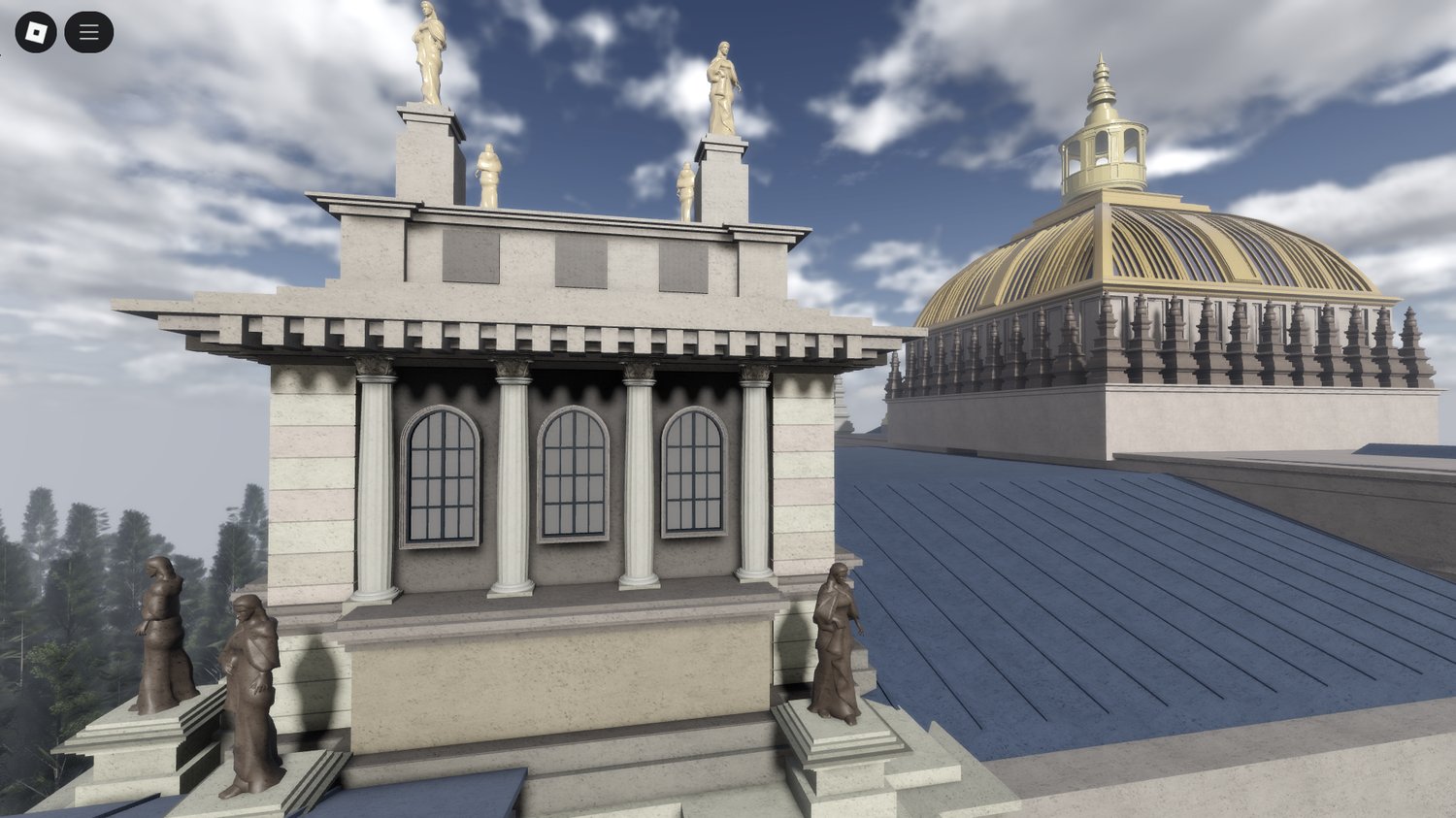 Atmospheric city scenery for roleplay in Roblox