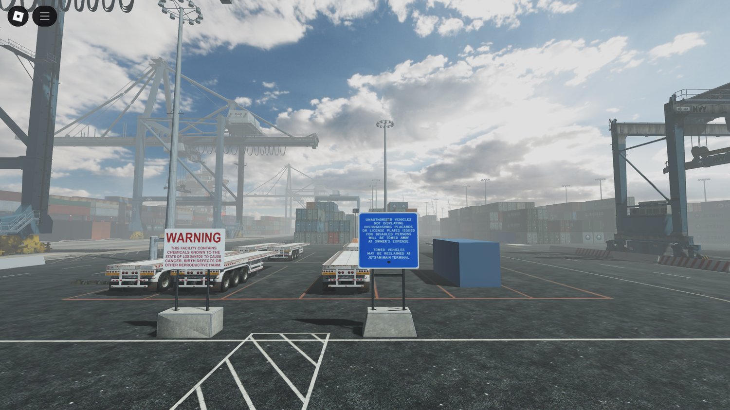 Detailed dock scenery for car meets in Roblox