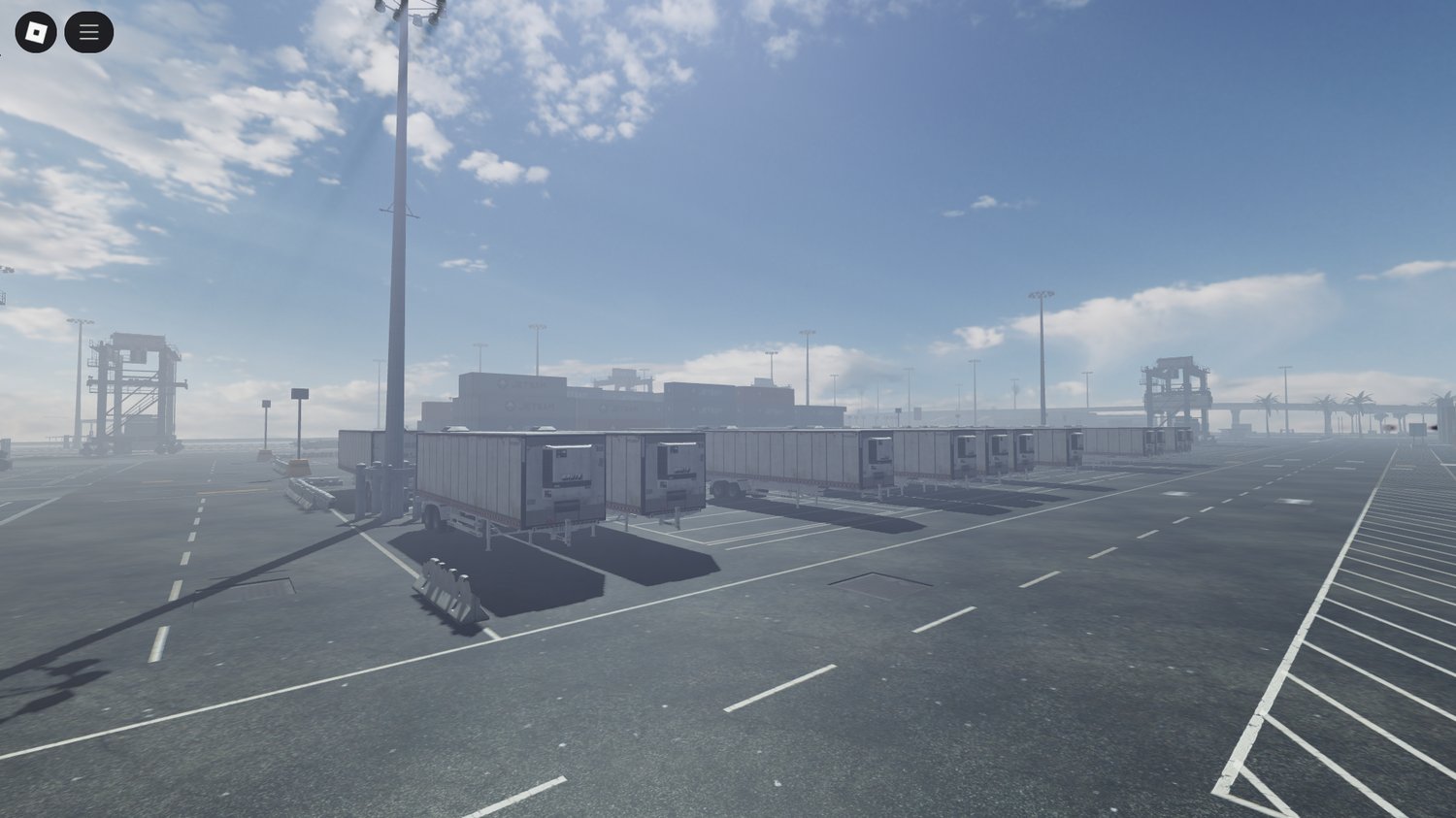 Wide driving lanes in Roblox dock map