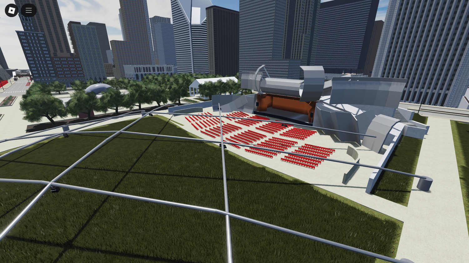 Modern city streets and skyscrapers in Roblox