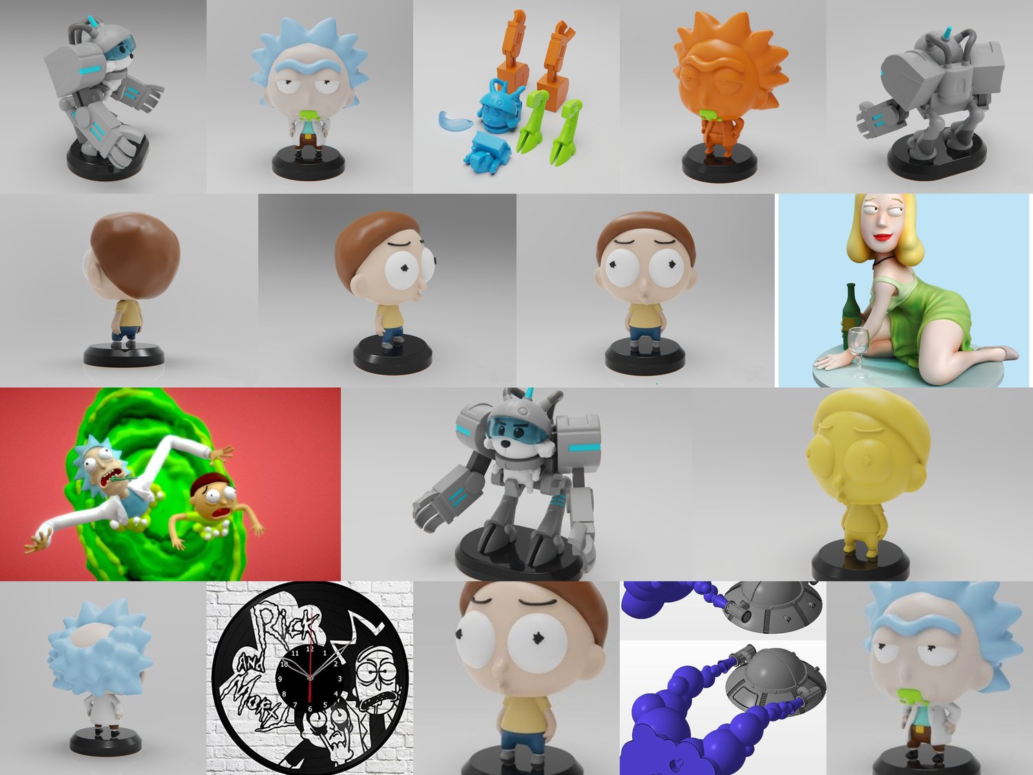 Rick and Morty STL, Pickle Rick STL, Mr Meeseeks STL, Rick Sanchez 3D model, Cartoon STL files, Multiverse STL pack, Adult Swim 3D models
