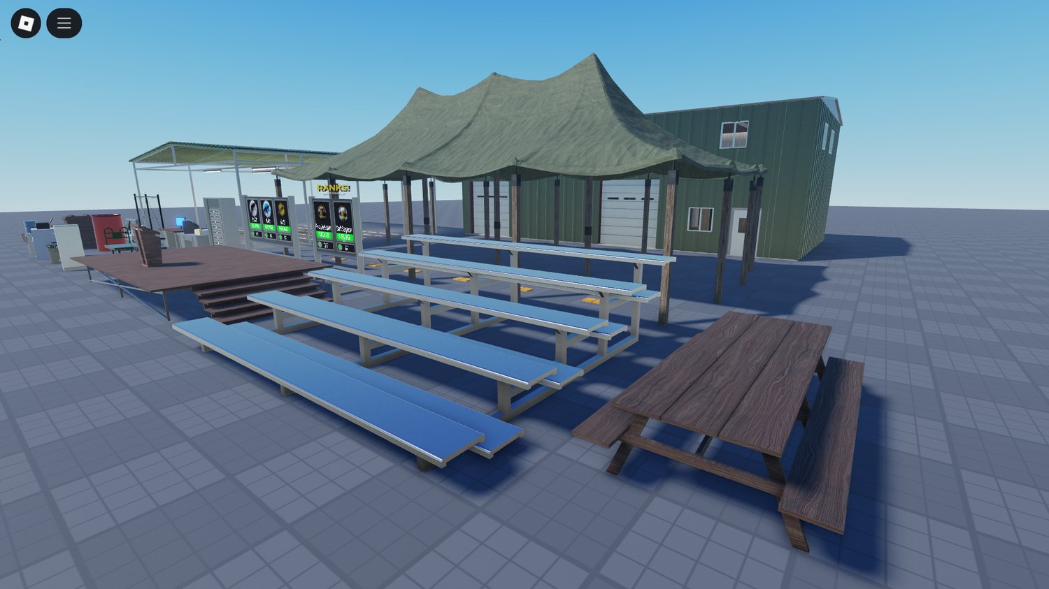 Sandbags and barricades in Roblox map
