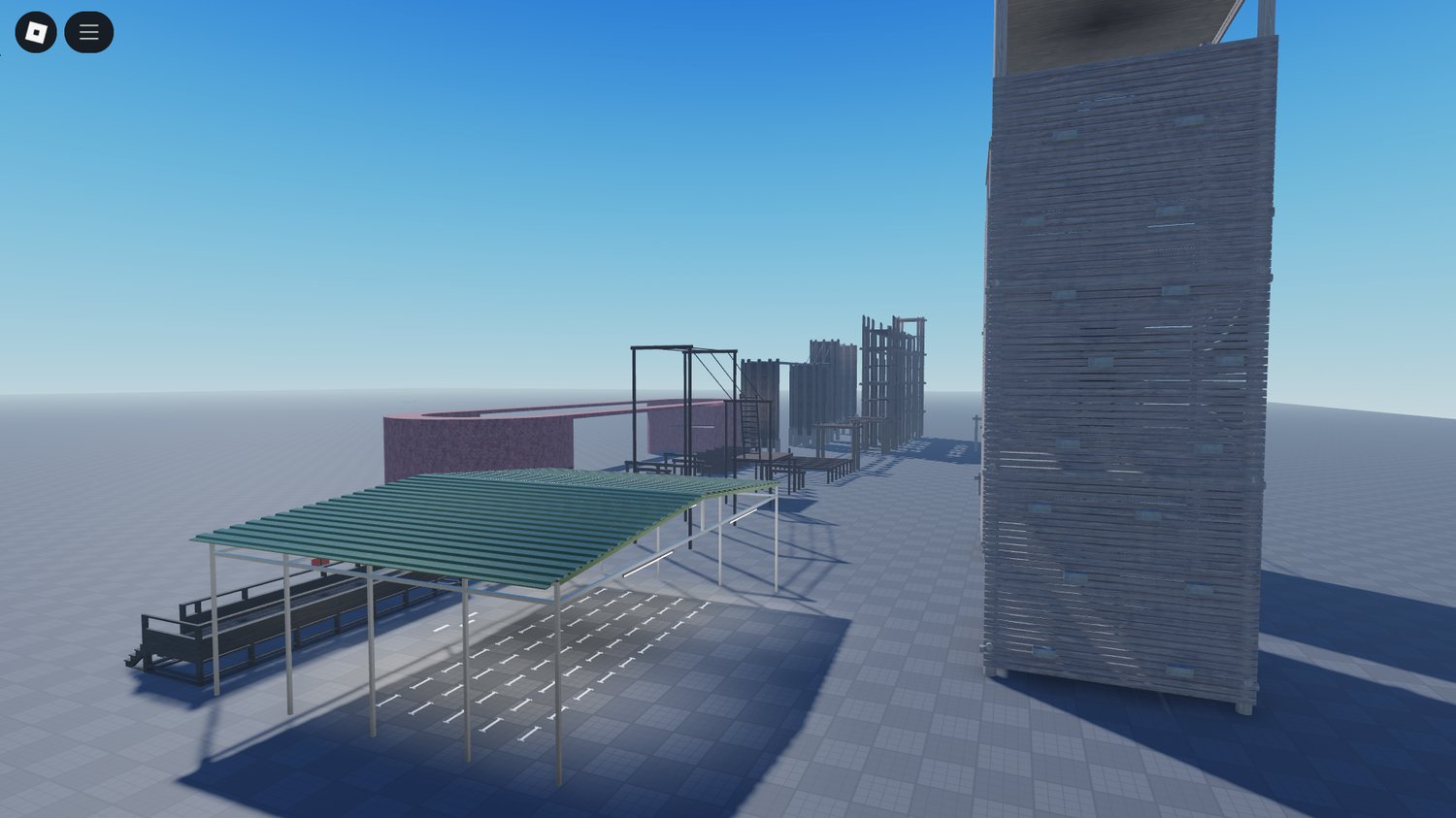 Military training props in Roblox map