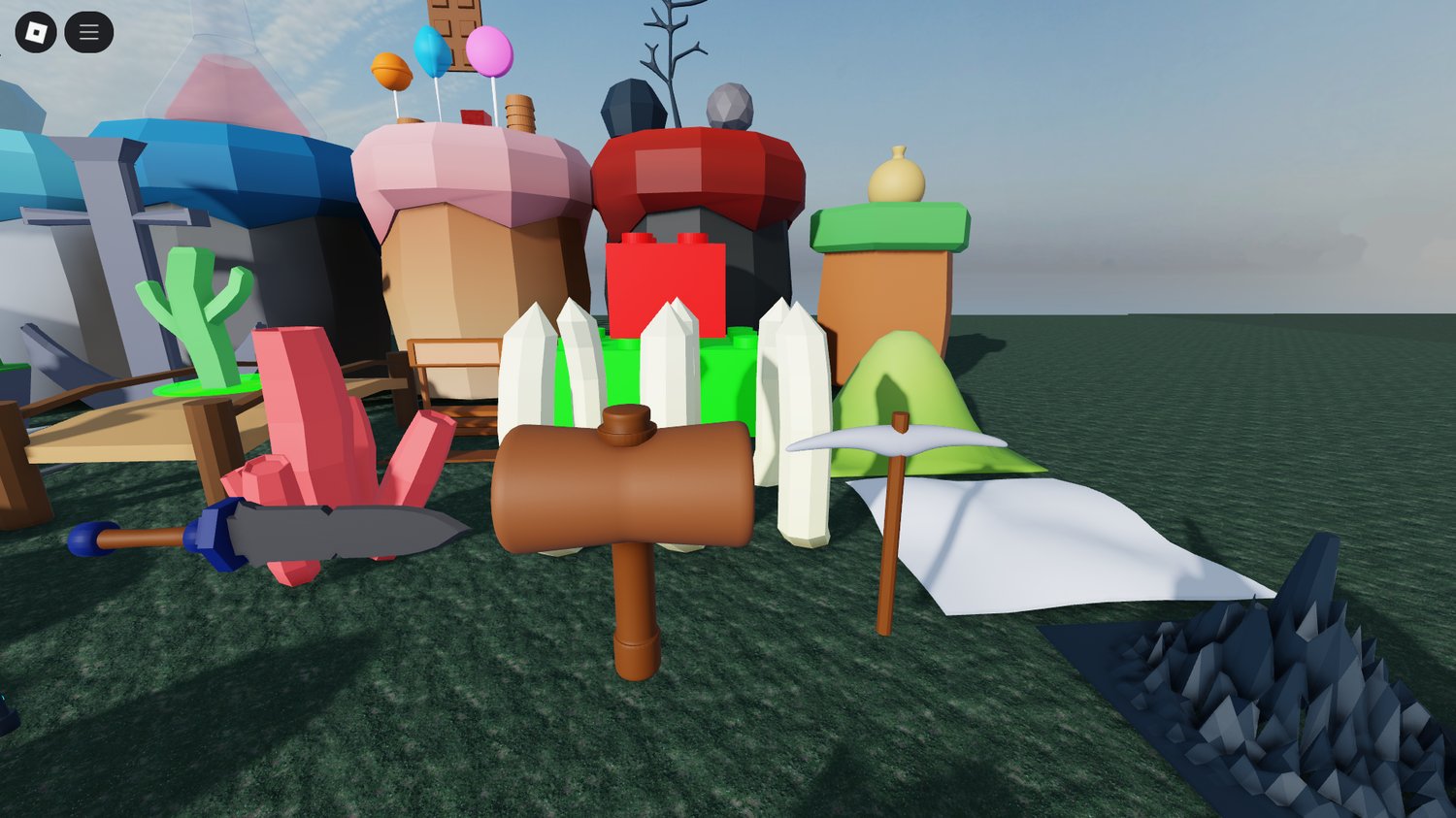 Modular low poly trees, rocks, and pathways