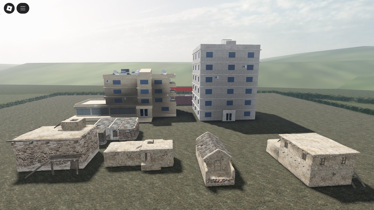 Destroyed house ruins in Roblox map