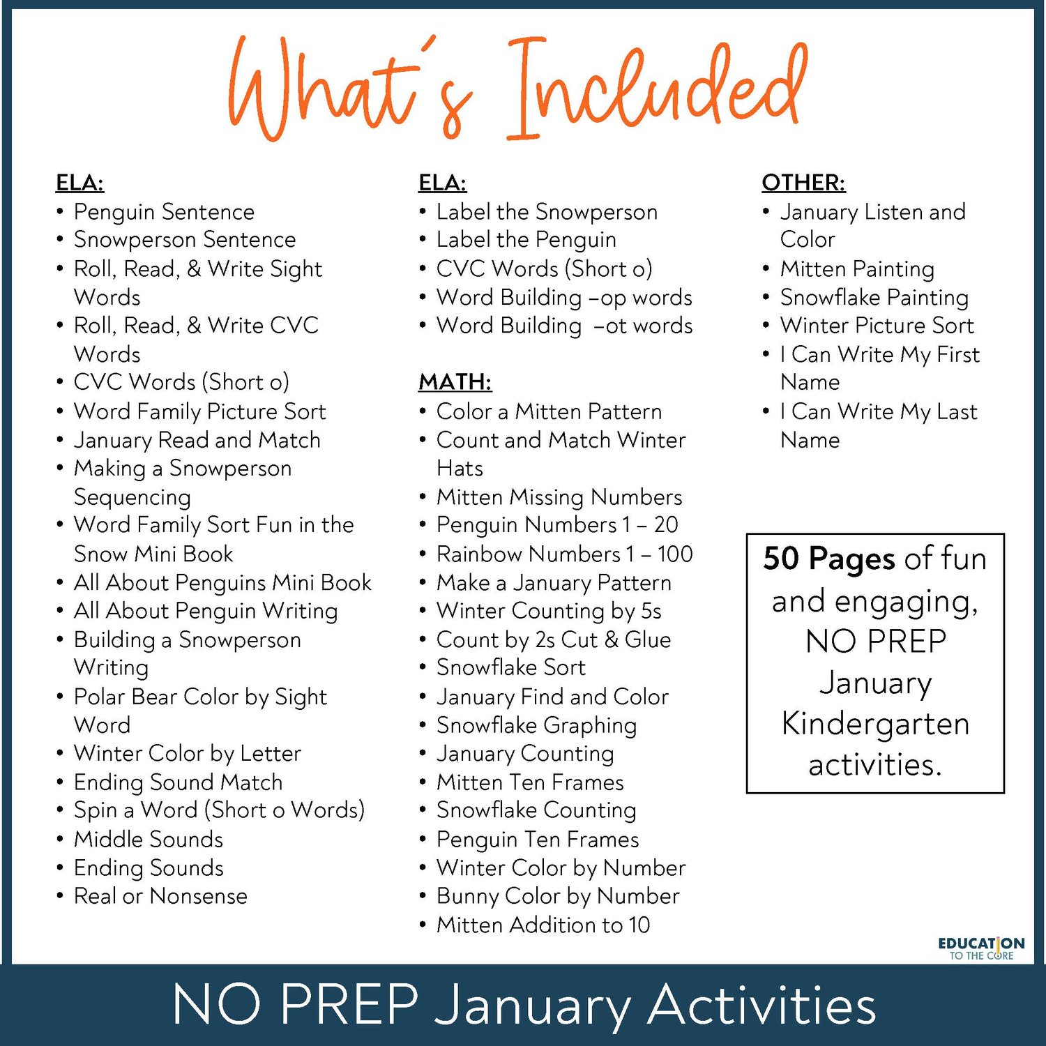 January No Prep Activities Packet for Kinder (MLK & Martin Luther King Jr)