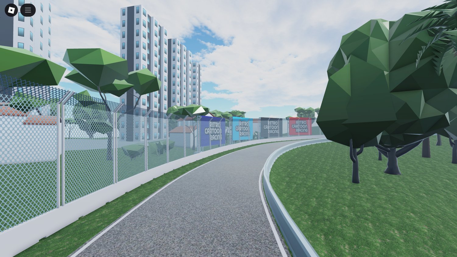 Players drifting around a colorful curve