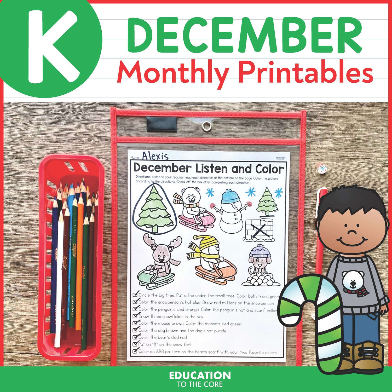 December No Prep Packet for Kindergarten | Holiday Activities