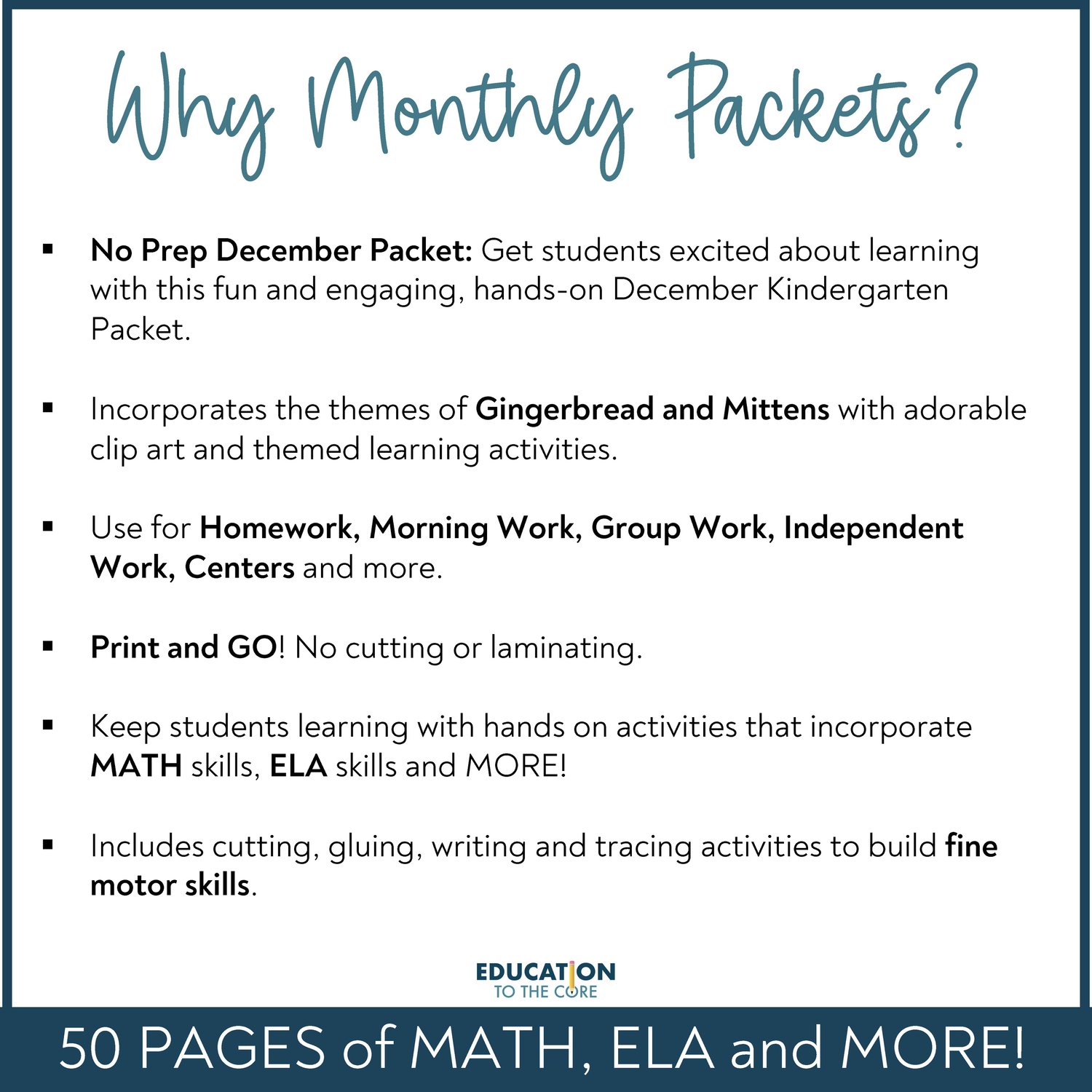 December No Prep Packet for Kindergarten | Holiday Activities