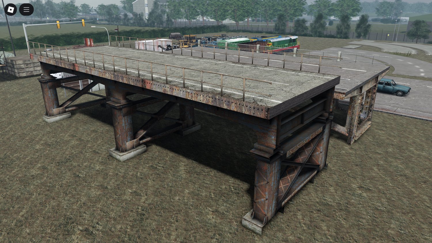 Heavy equipment positioned in an industrial map