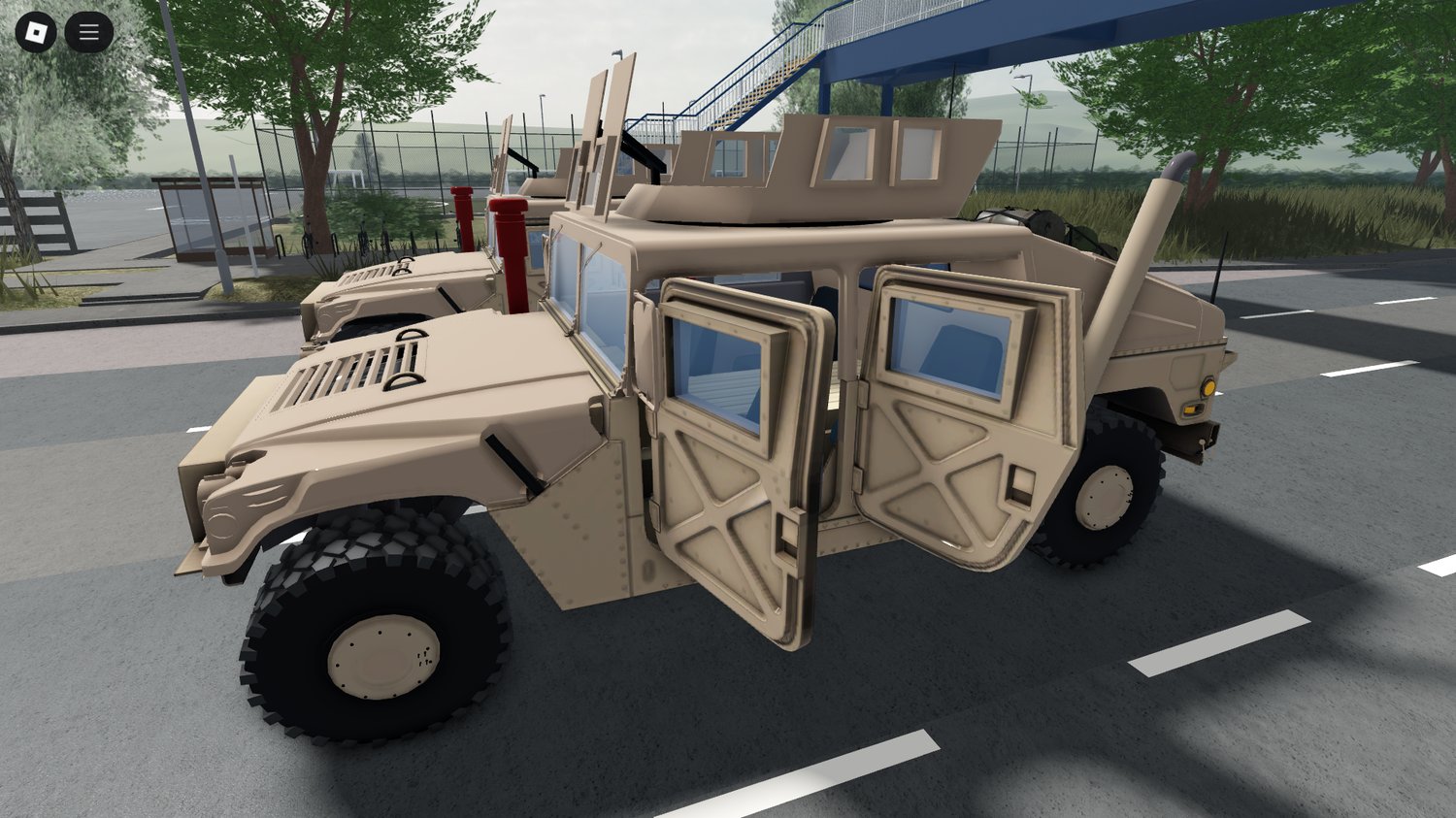 Player driving military vehicle in roleplay map