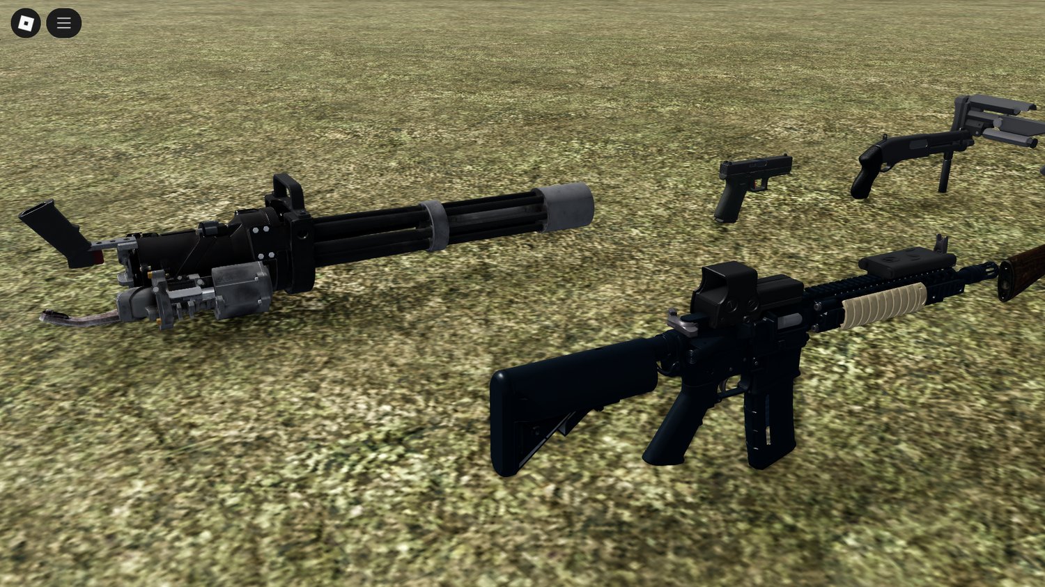 Pistol model on display stand in armory map