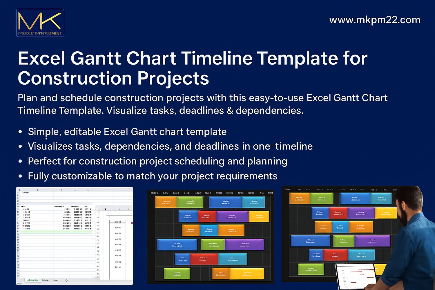 Free Excel Gantt Chart Timeline Template for Construction Project ...