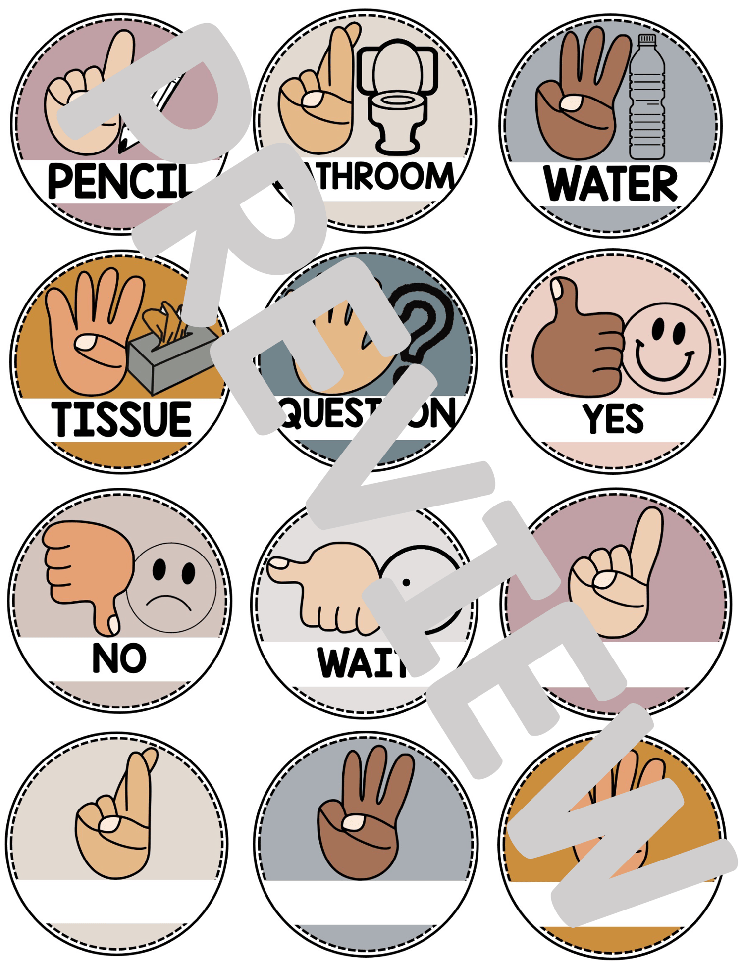 Hand Signals - Black, White & Neutral