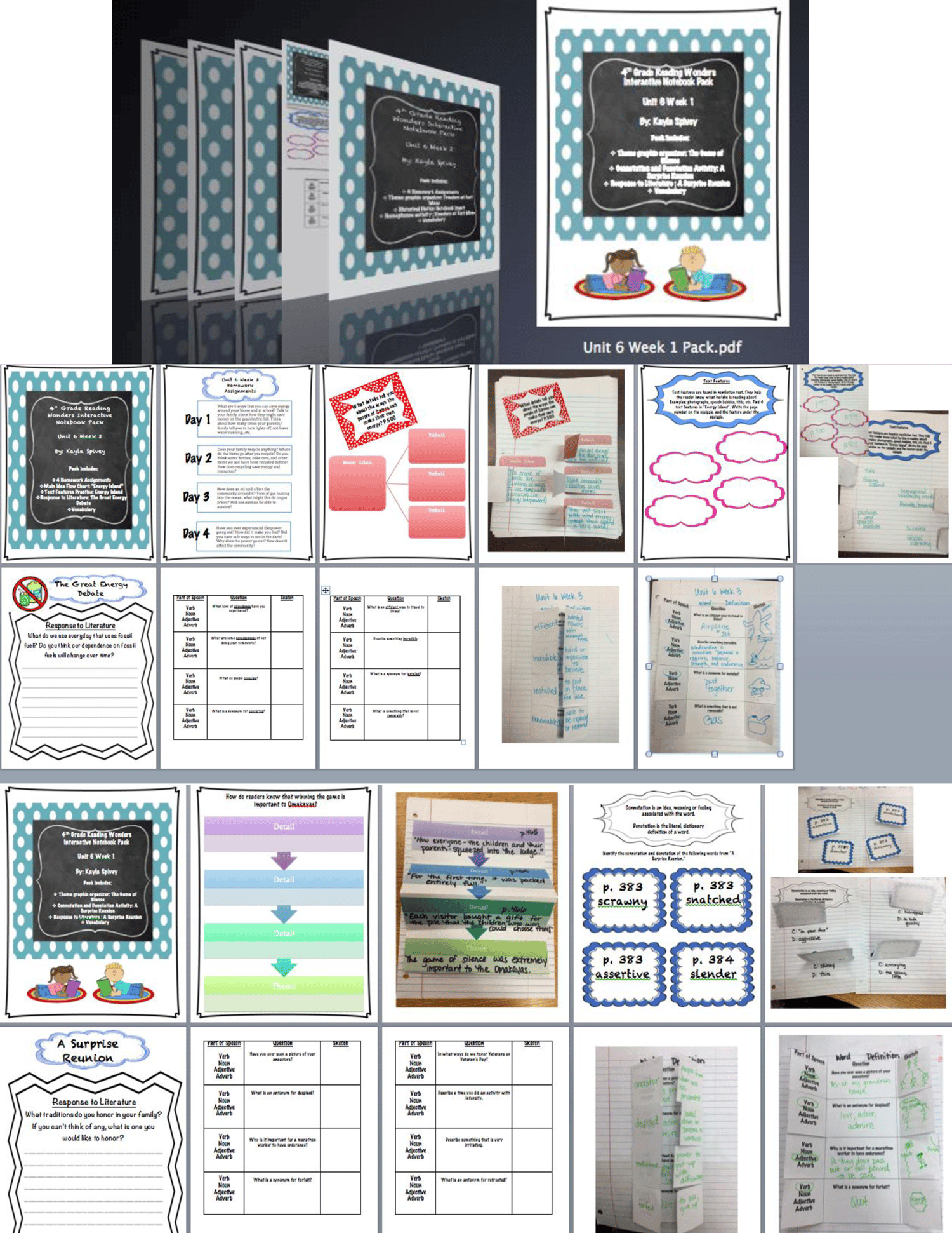 Fourth Grade (4th Grade) Reading Wonders Unit 6 Interactive Notebook BUNDLE!!!