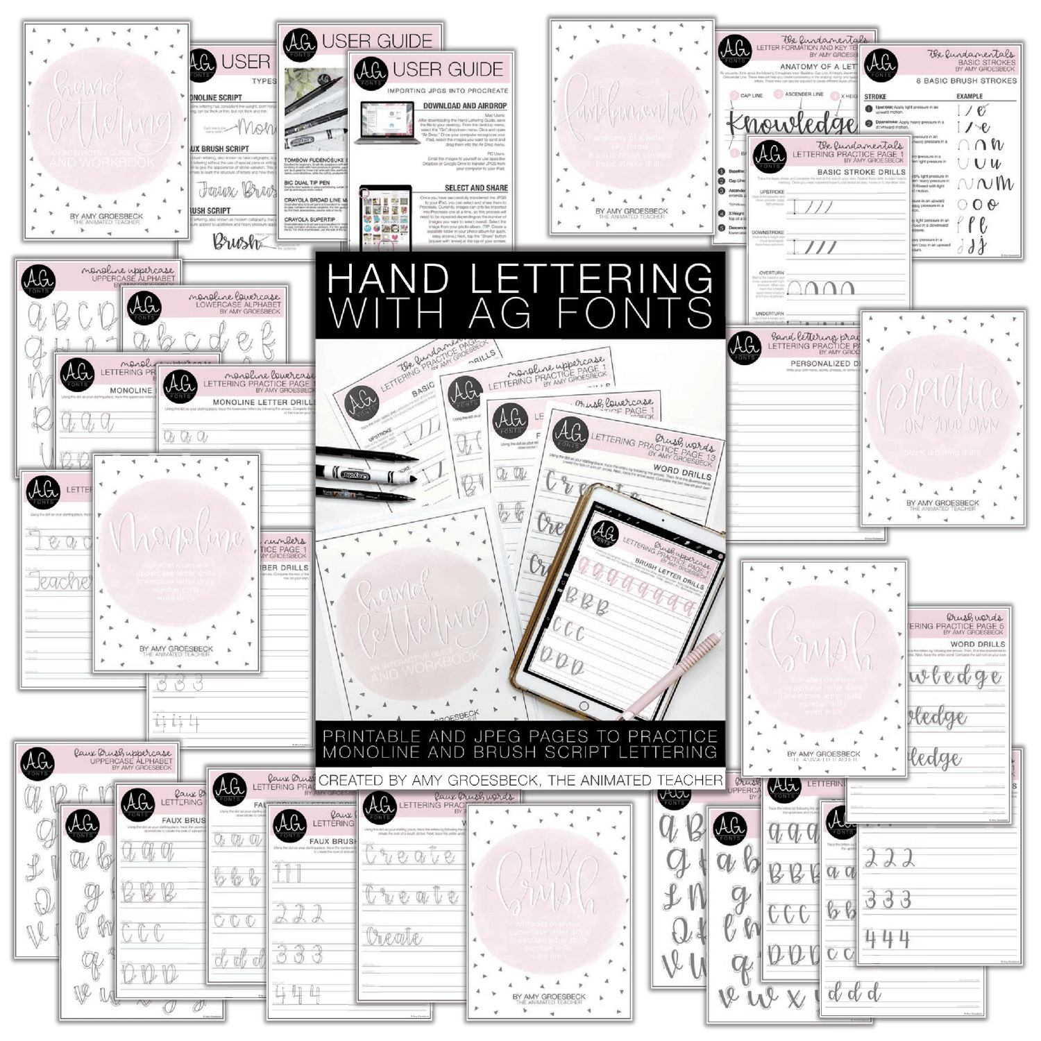 Hand Lettering Guide with AG Fonts