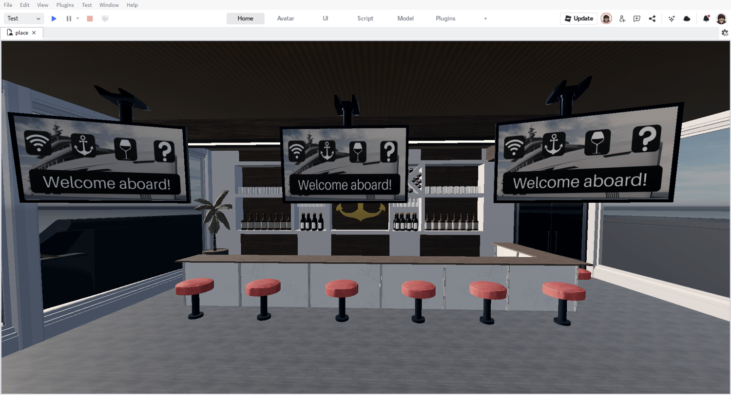Enterable mansion interior on Roblox island