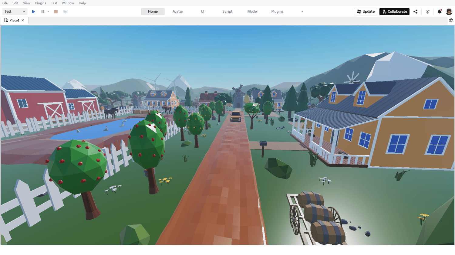 optimized low poly rural landscape for roleplay