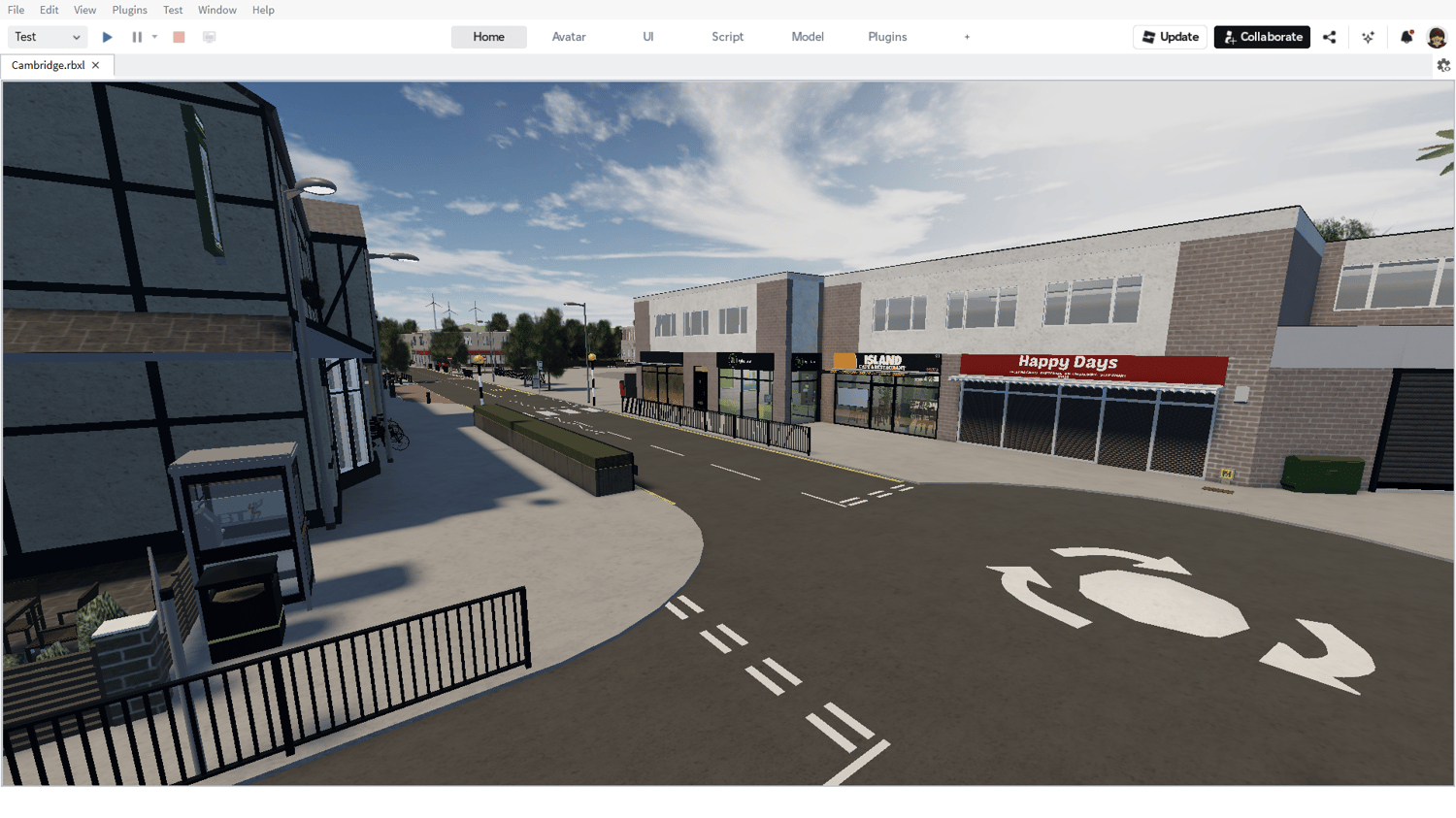 Enterable shop interiors in Cambridge Roblox map
