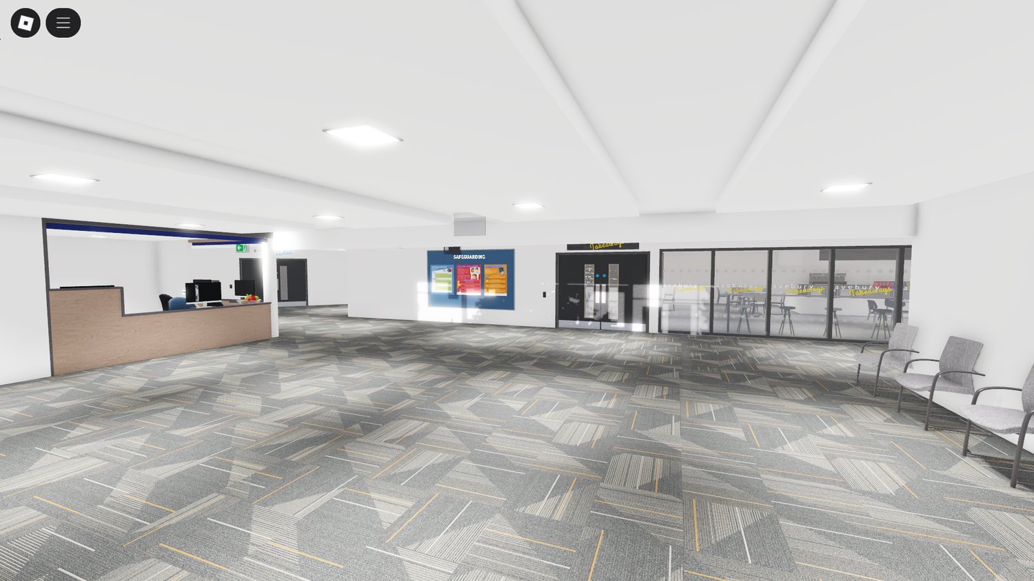 Hallway with lockers and realistic flooring