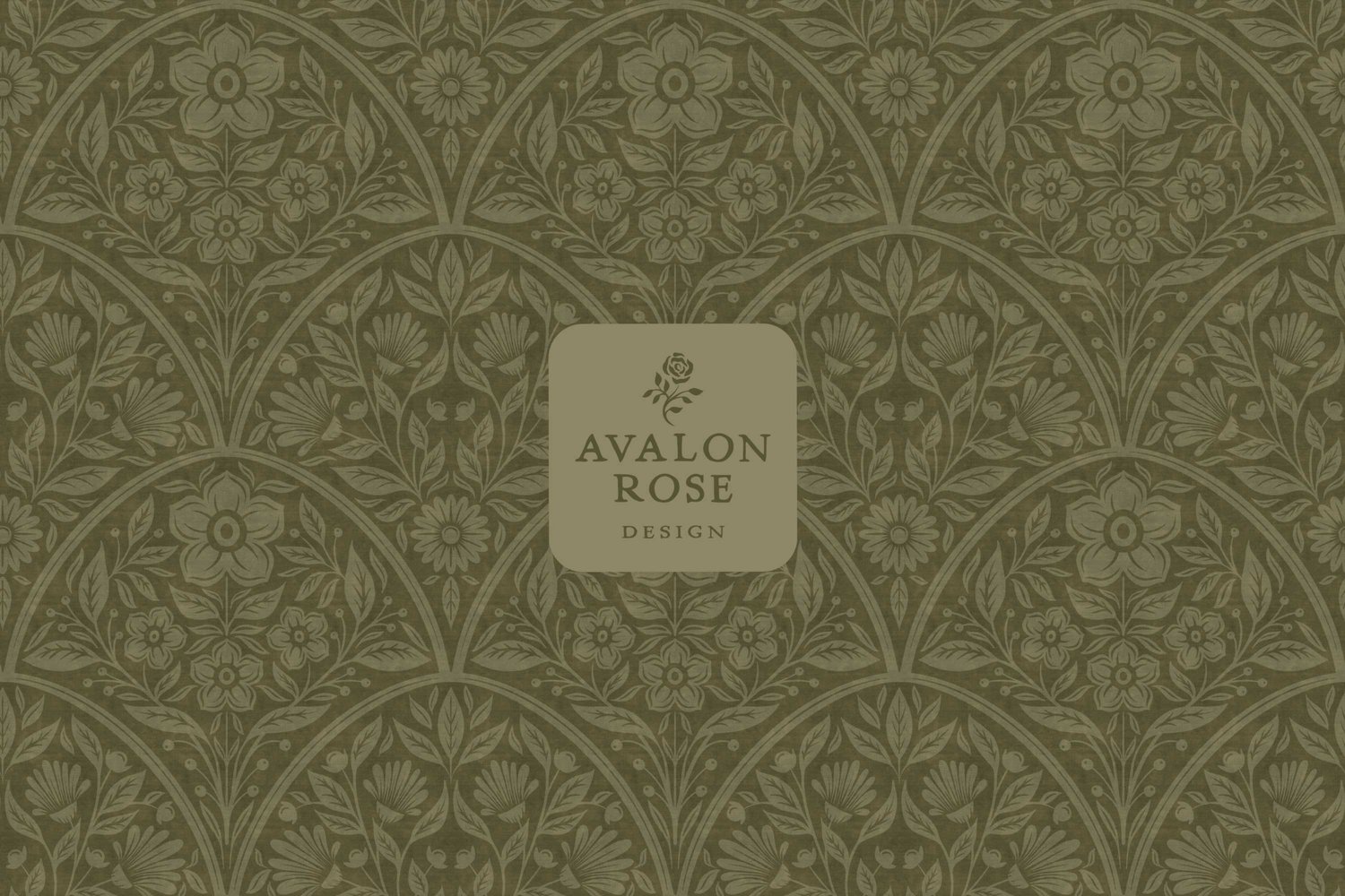 amless surface pattern design features vintage-inspired scalloped floral, historical color options