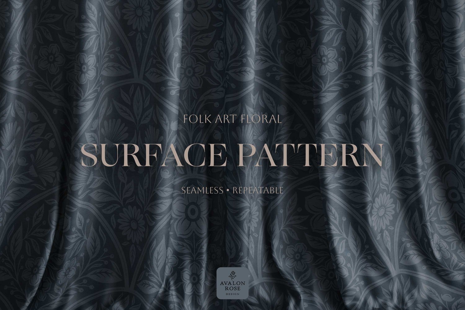 amless surface pattern design features vintage-inspired scalloped floral, historical color options