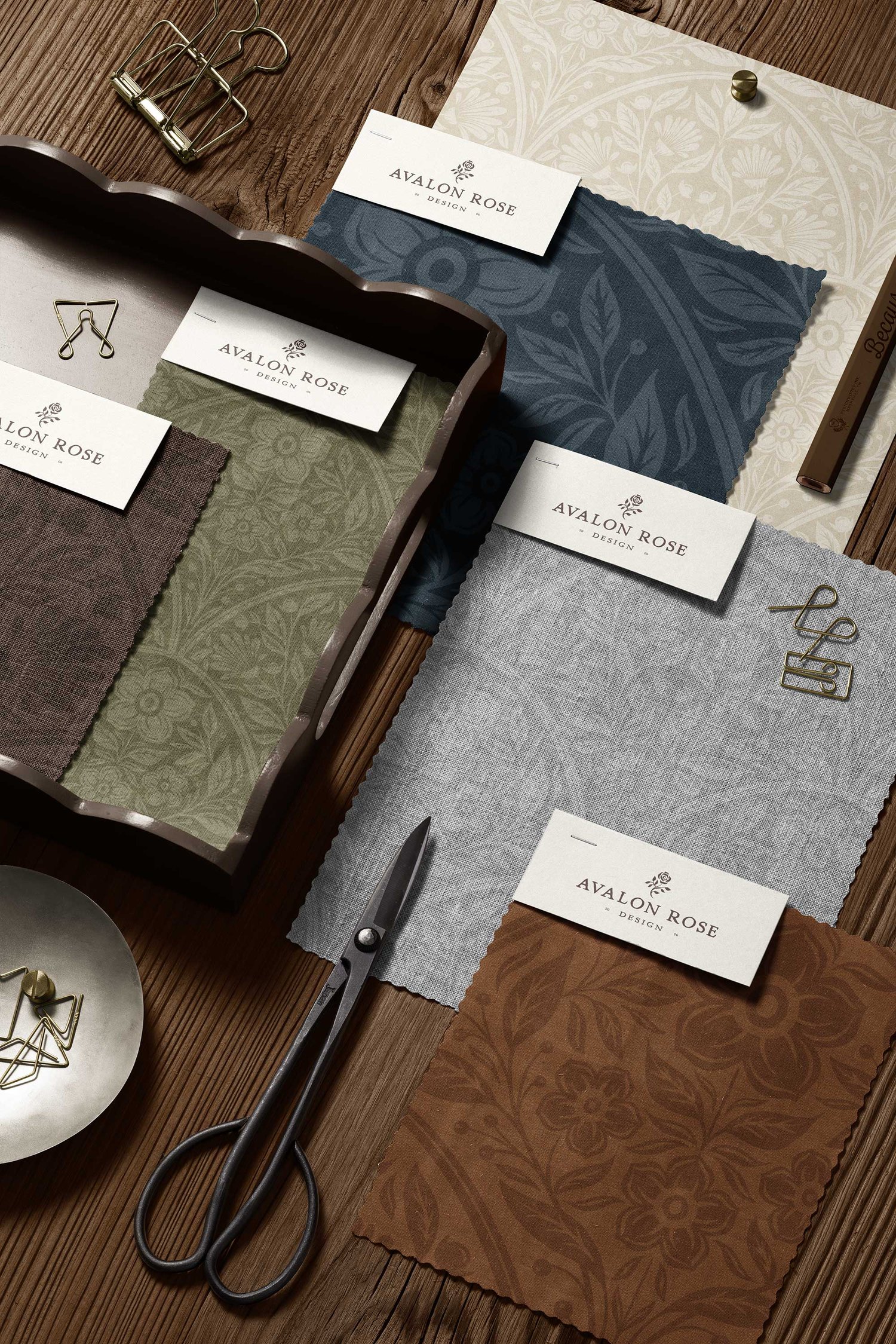 amless surface pattern design features vintage-inspired scalloped floral, historical color options