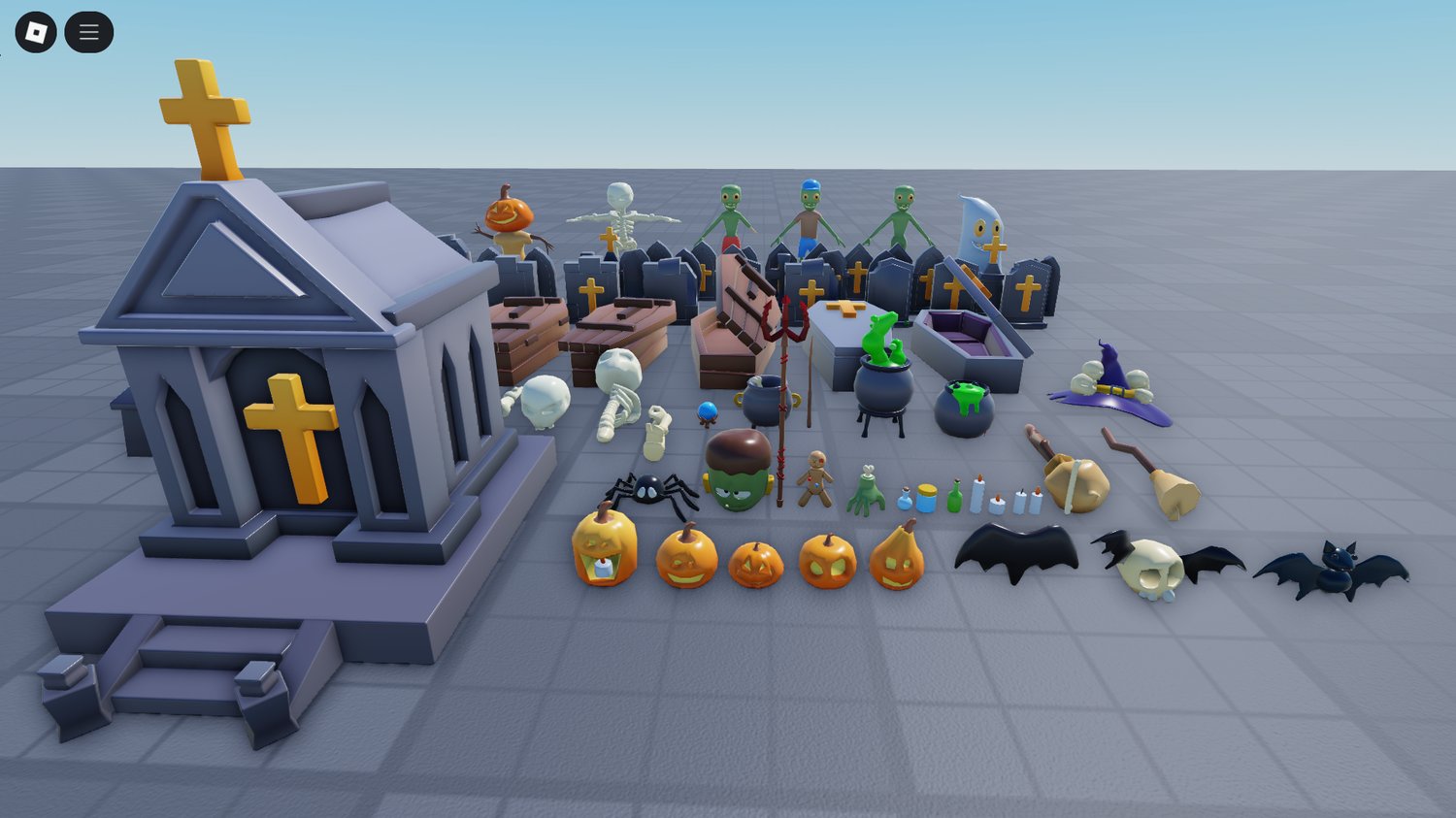 Pumpkin decorations in low poly style