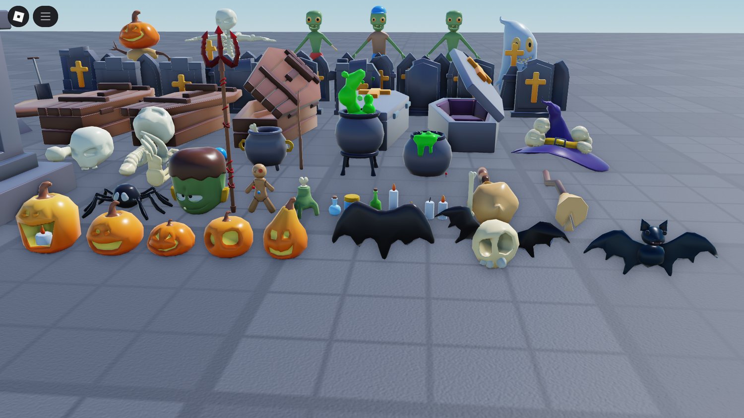 Low poly gravestones and cemetery props