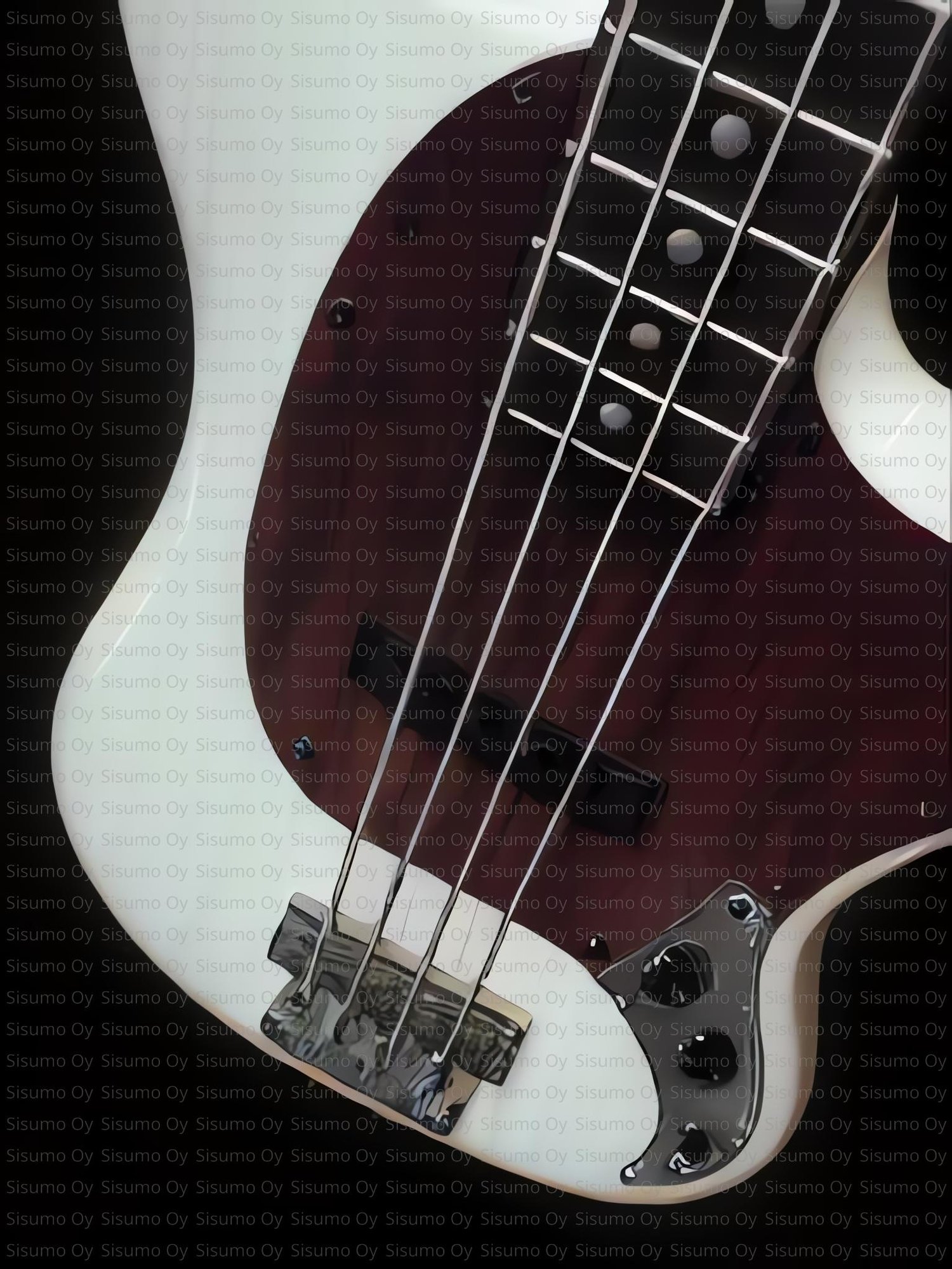 Vintage bass guitar poster featuring a classic electric bass in artistic detail, designed as stylish wall art for music lovers, musicians, and bass players. Perfect for decorating a home studio, music room, or living space with a vintage, retro vibe. This