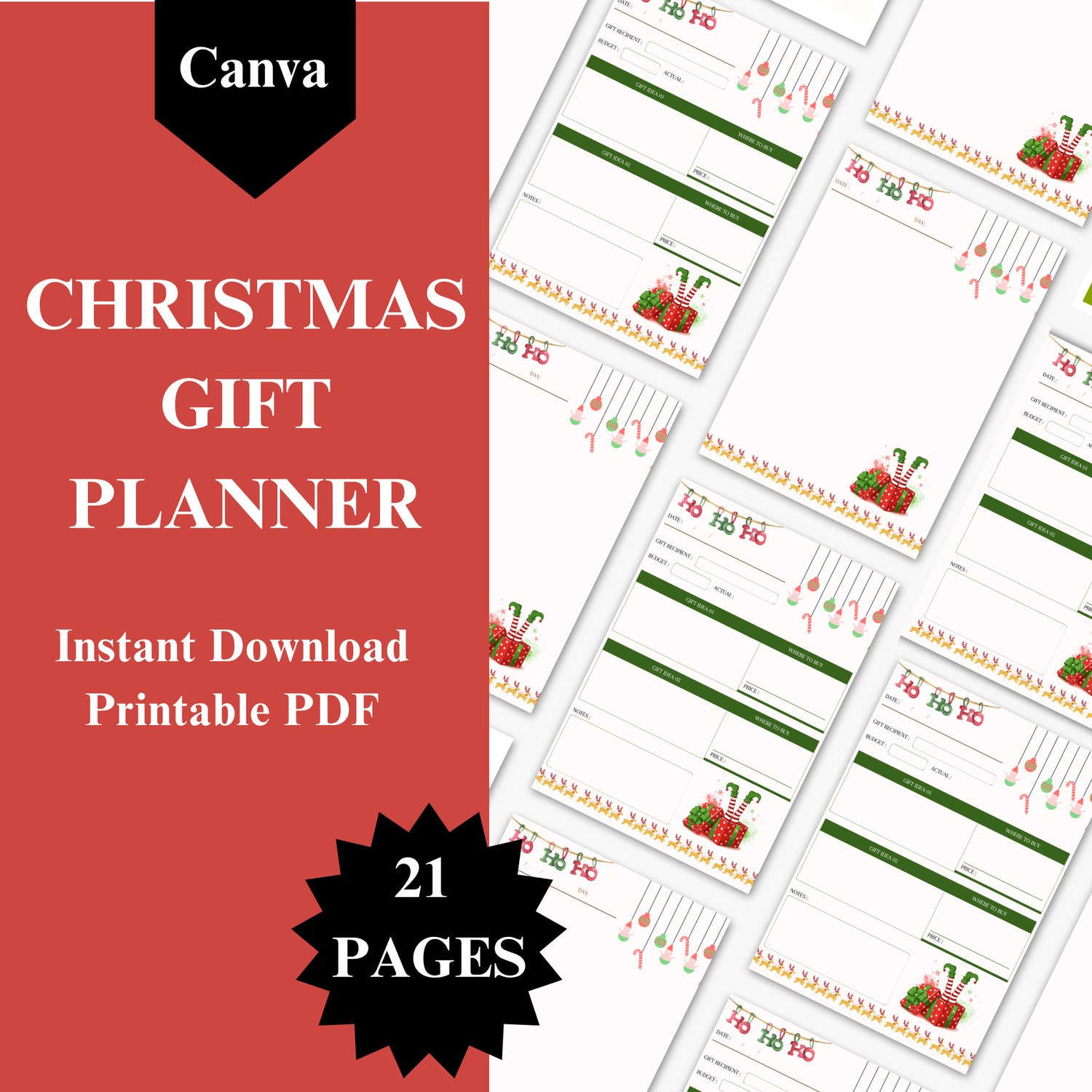 Christmas Gift Planner | Holiday Budget and Shopping List | Printable ...