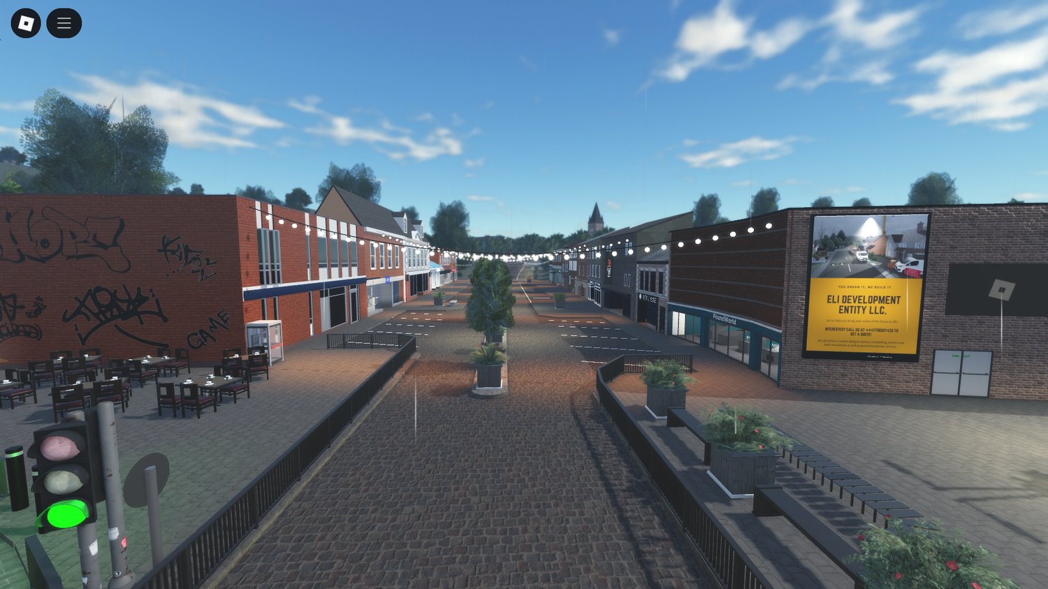 Roblox realistic English town street layout