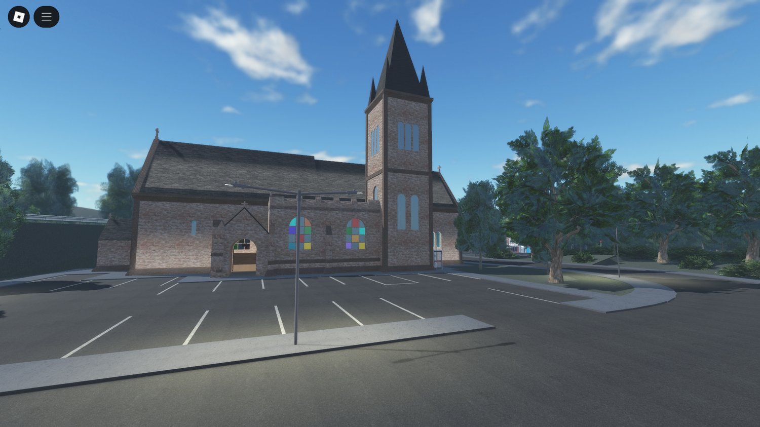 Rain atmosphere on city street in Roblox map