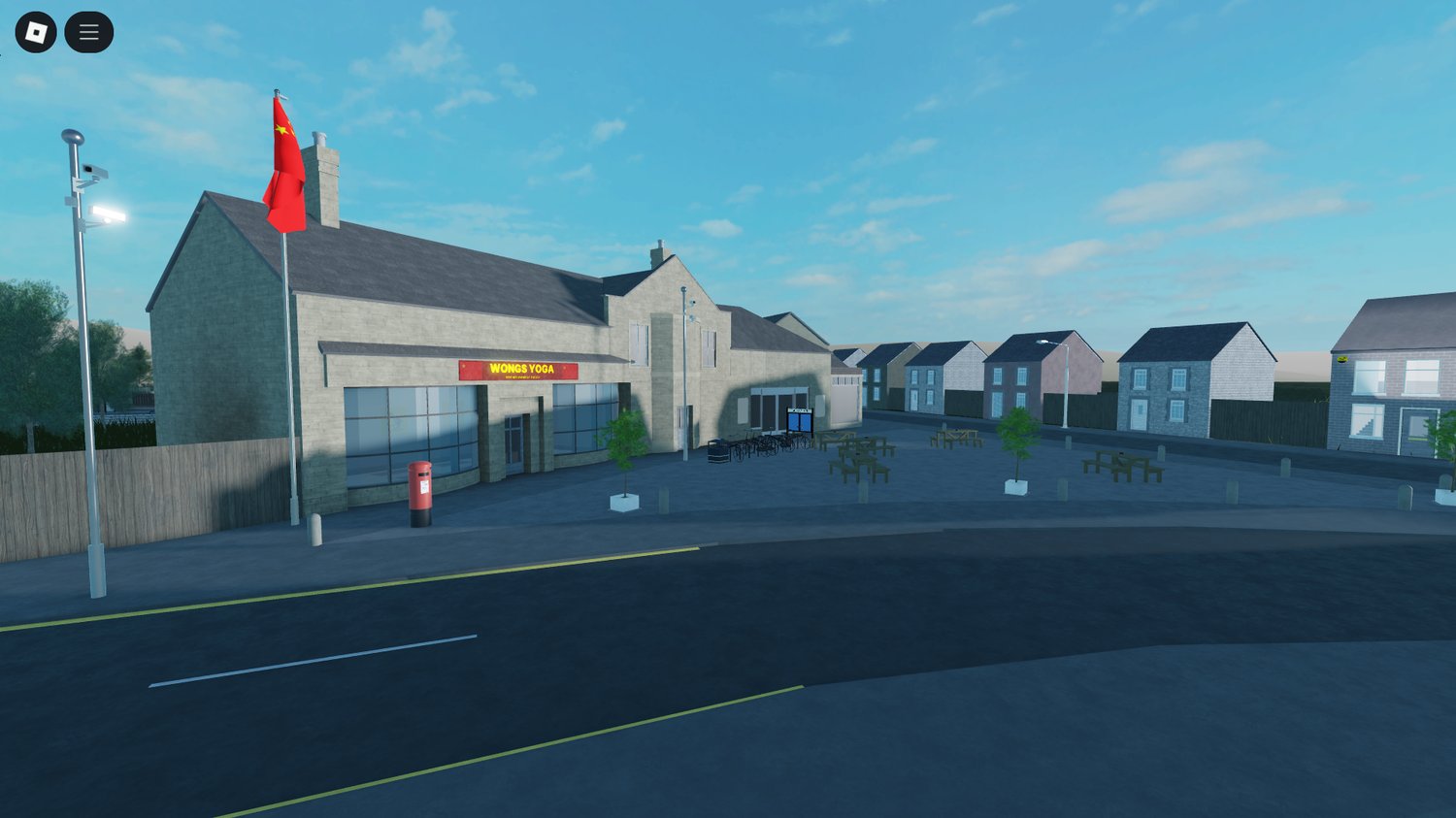 Church building exterior in detailed town map