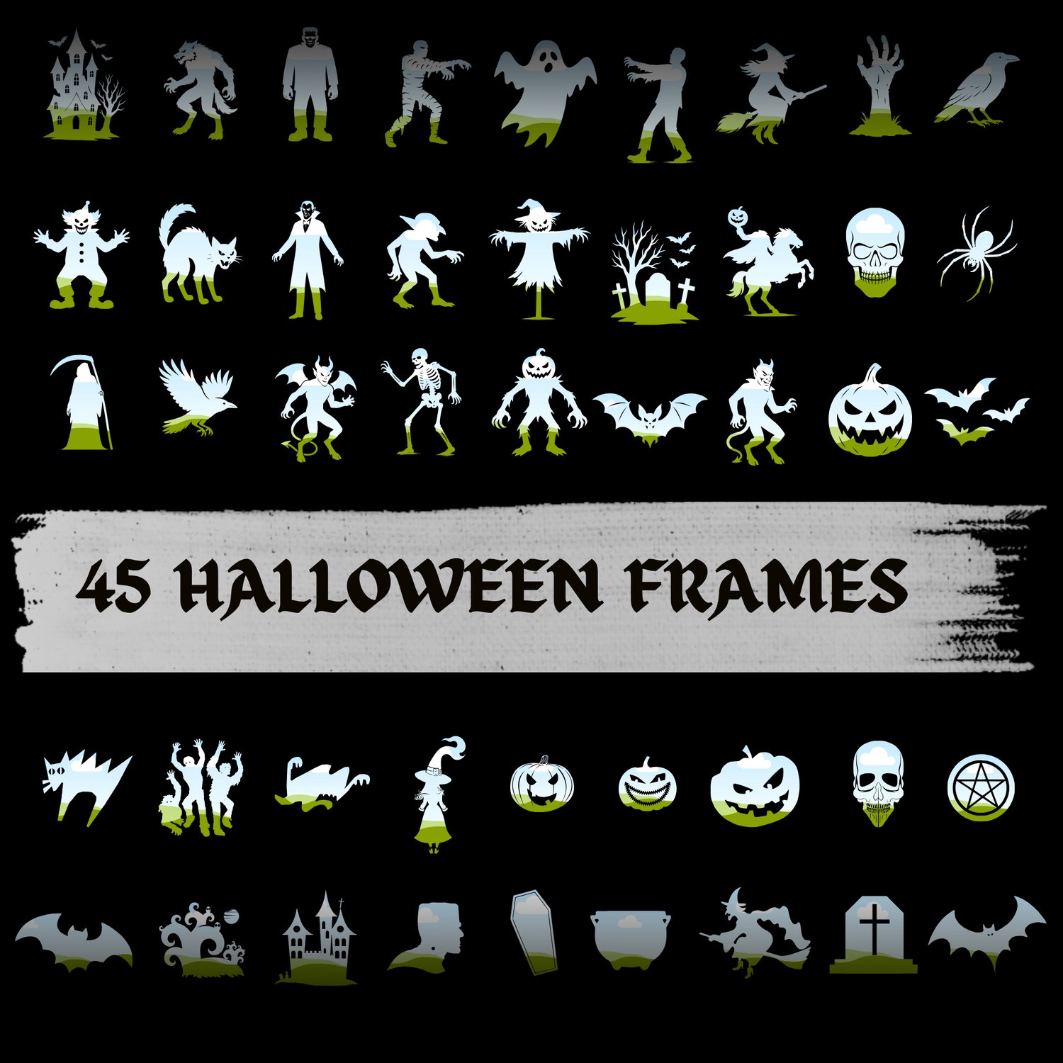 Halloween shapes custom Canva frames