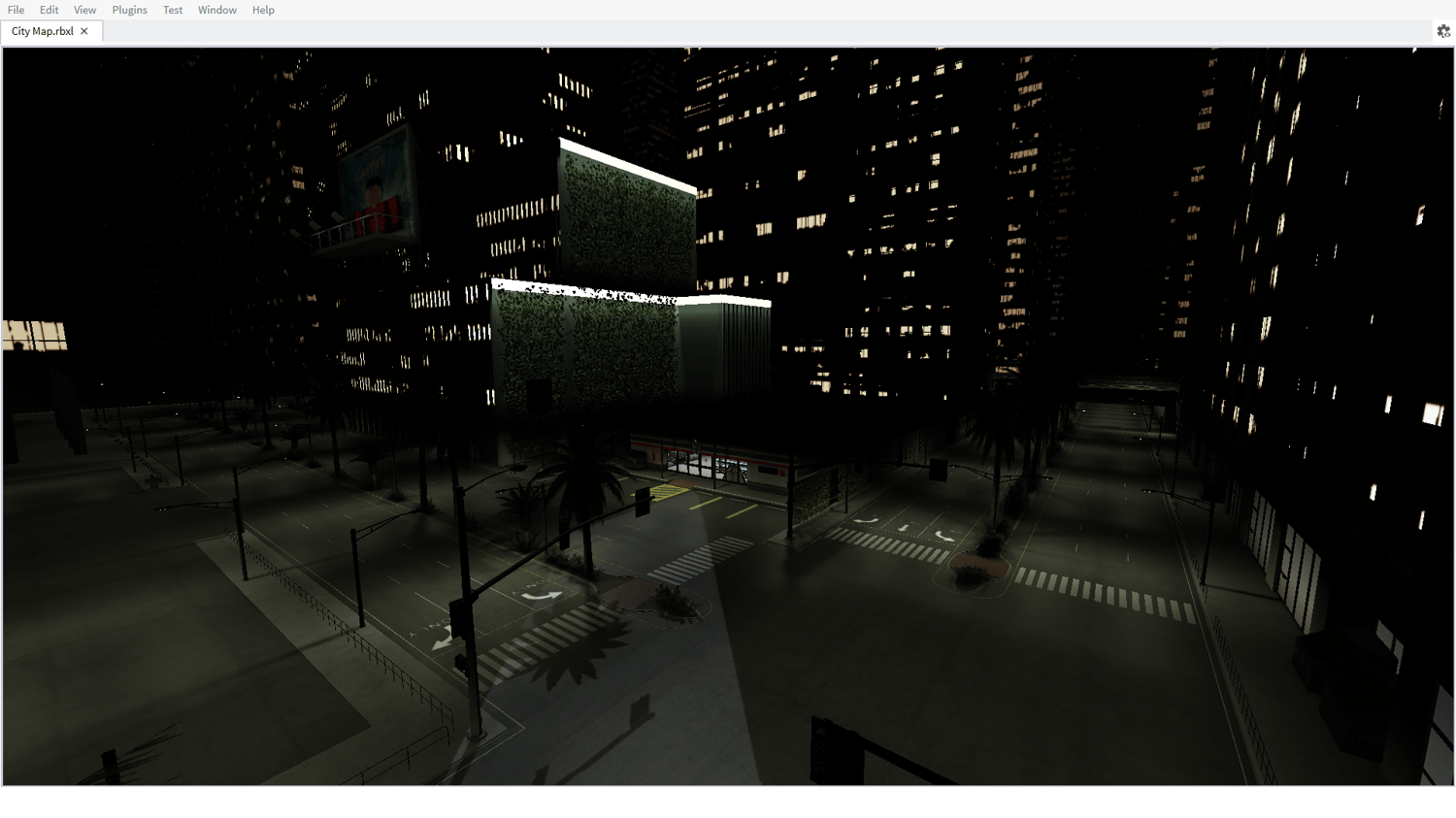 Intersection with traffic signs and street lights